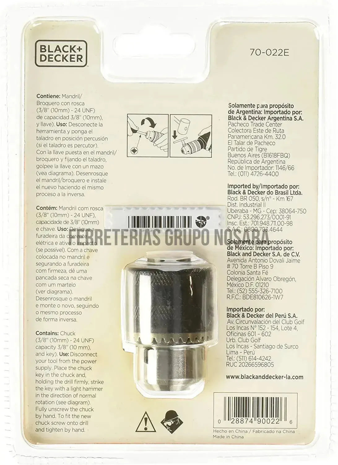 MANDRIL PARA TALADRO 3/8 PULG BLACK & DECKER 70-022E-