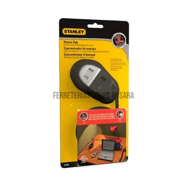 Hub de alimentación de 3 salidas con cable de 6 pies, negro. STANLEY 972-31369-