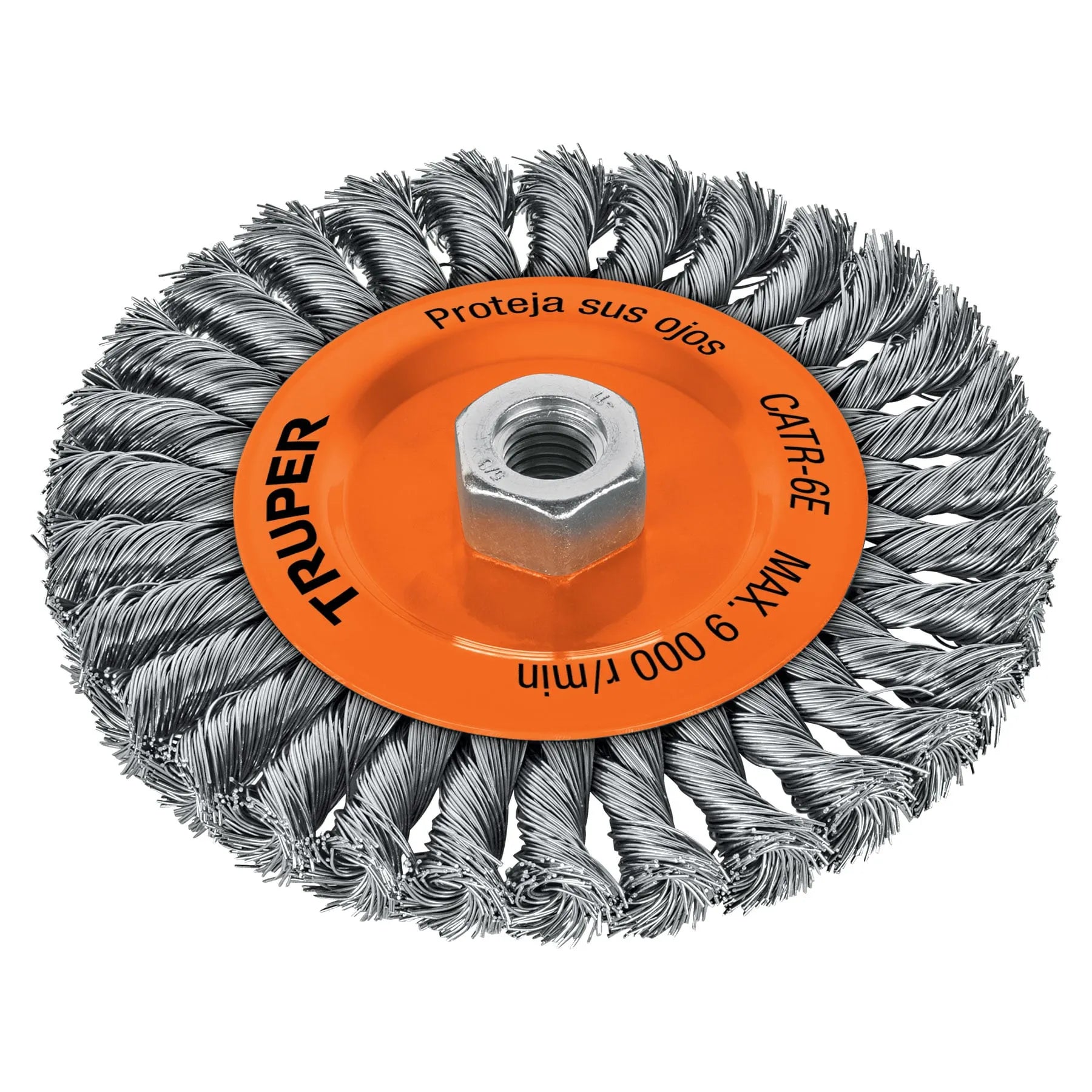 Carda circular 6" alambre trenzado, eje 5/8"-11, Truper / 11597