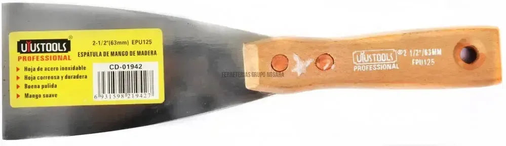 ESPATULA 2 1/2″ ACERO INOX M/MADERA UYUSTOOLS-