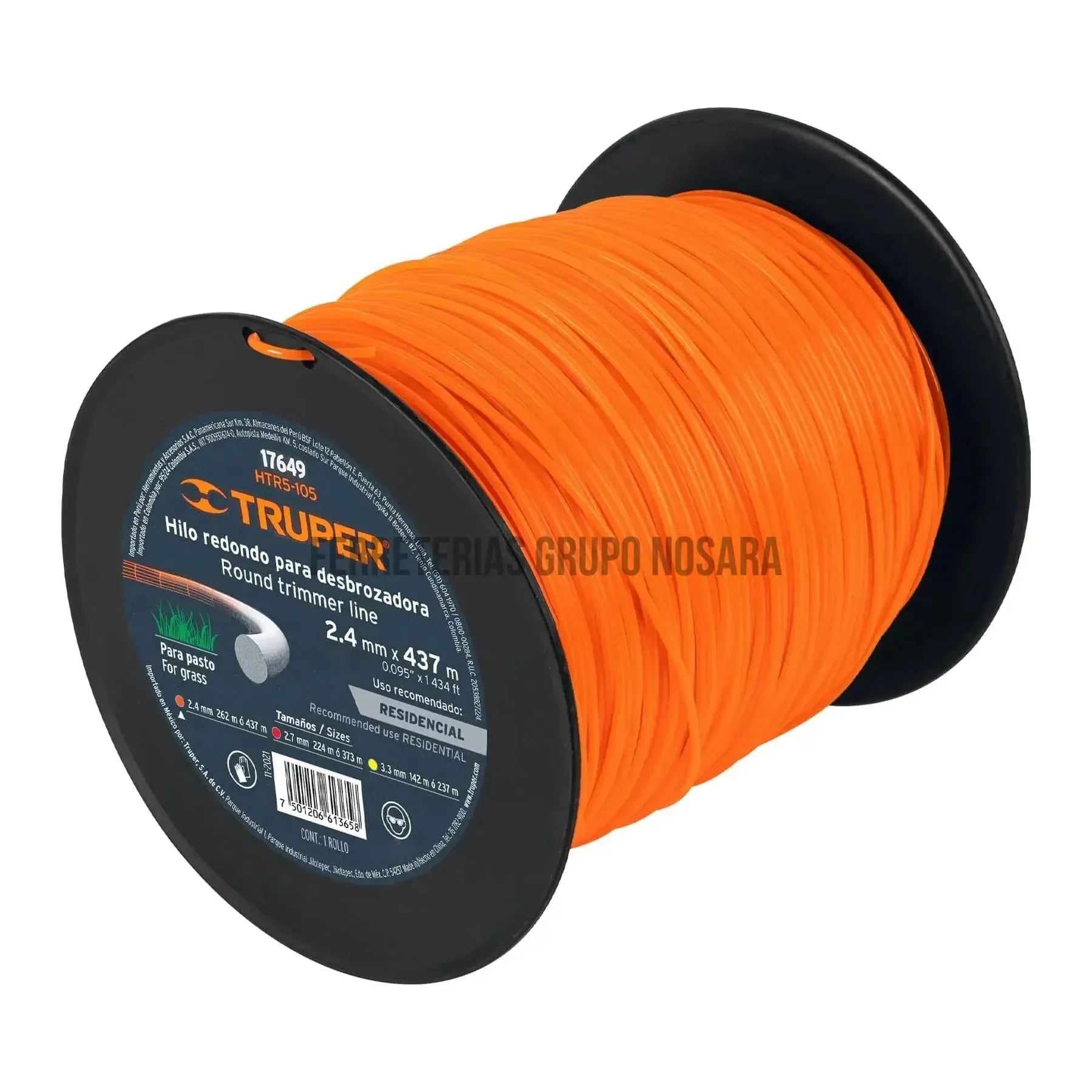Carrete de hilo para desbrozadora, 2.4 mm x 437 m, Truper / 17648 X METRO-