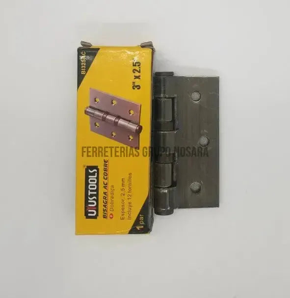 BUTT HINGES 3" X 2.5" USTOOLS B1325AC ANTIQUE COPPER-