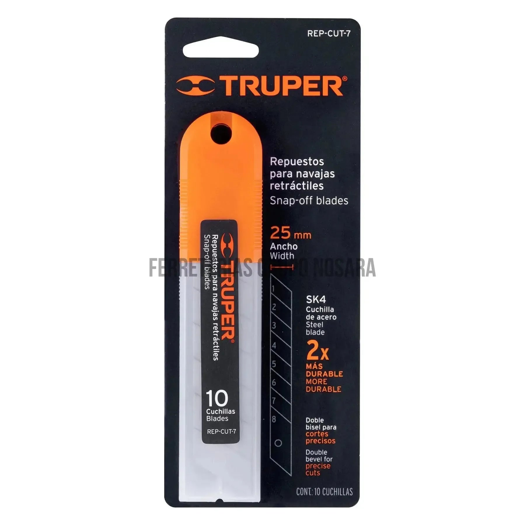 Estuche con 10 cuchillas SK4 de 25 mm para cutter, Truper / 17903-