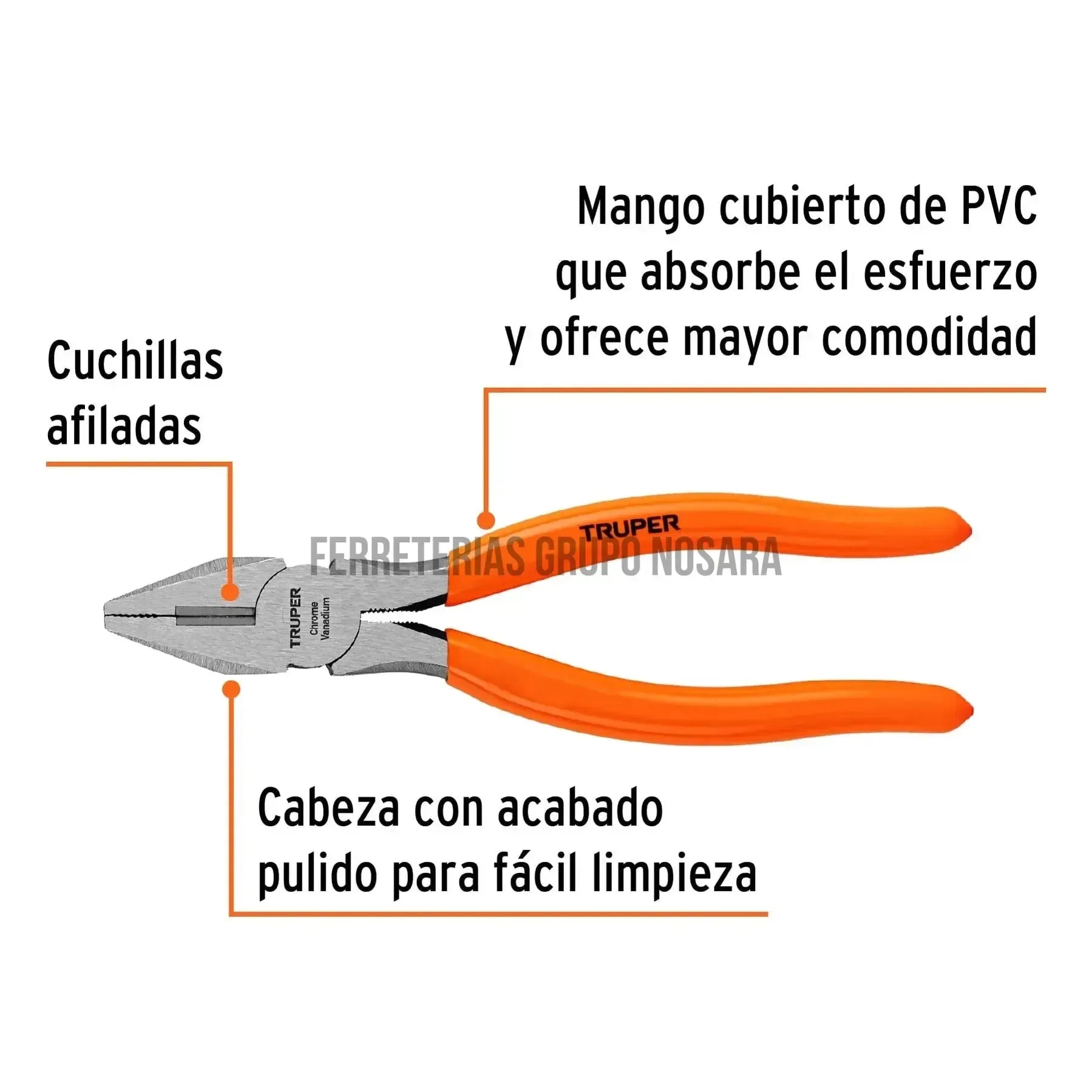 Pinza para electricista, mango PVC TRUPER T200-7 / 17307-