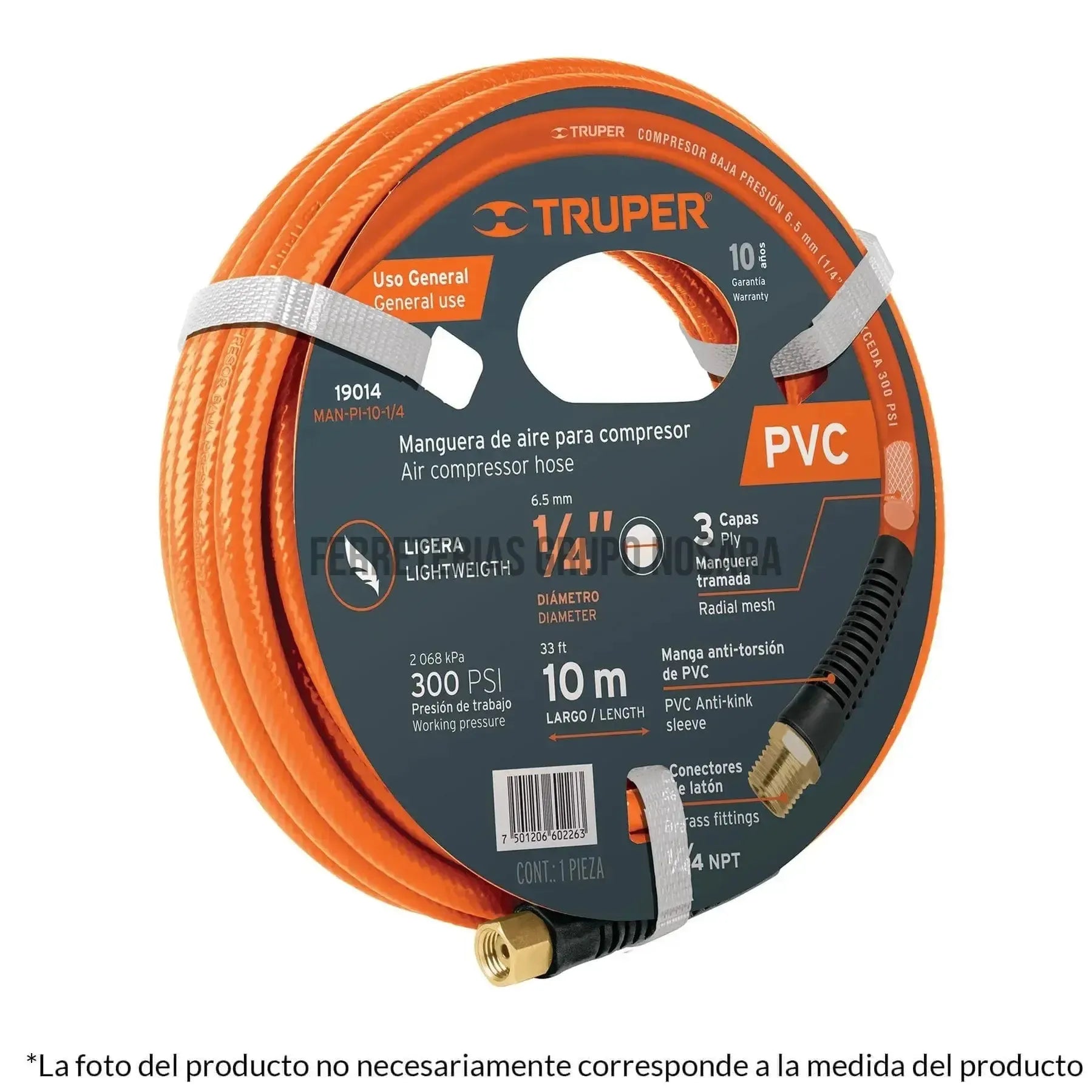 Manguera de PVC para compresor, 10 m x 3/8", Truper / 10893-