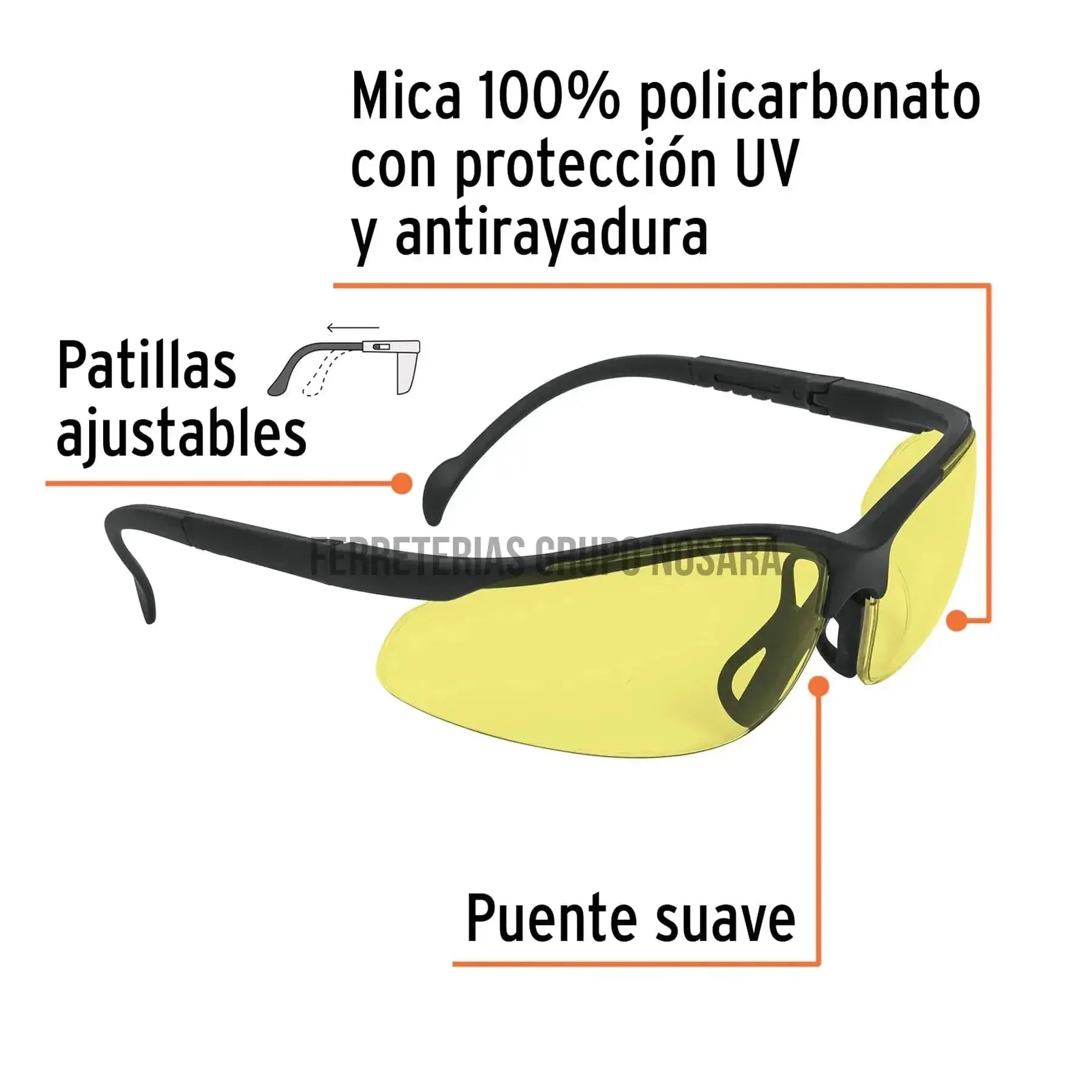 Lentes de seguridad ámbar, Truper Visión / 14304-