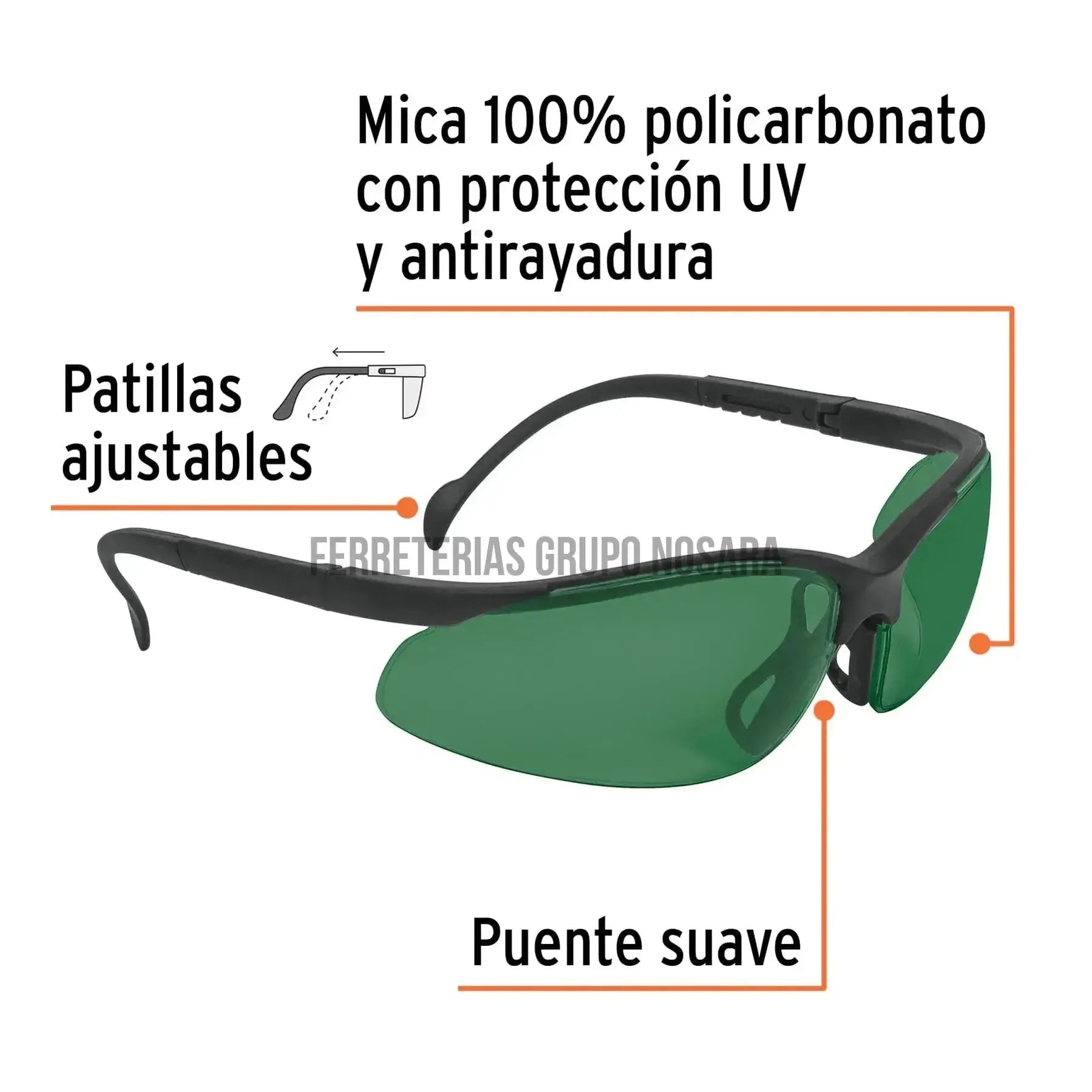 Lentes de seguridad verdes, Truper Visión / 14305-
