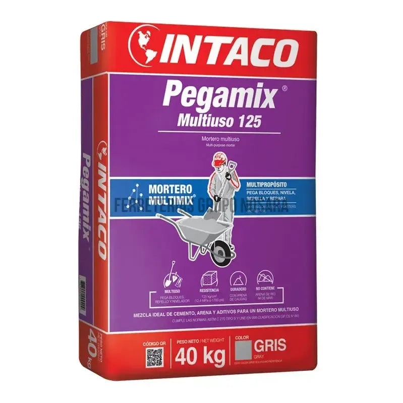 Mortero multiuso Pegamix 125 saco 40 kg Intaco (gris)-