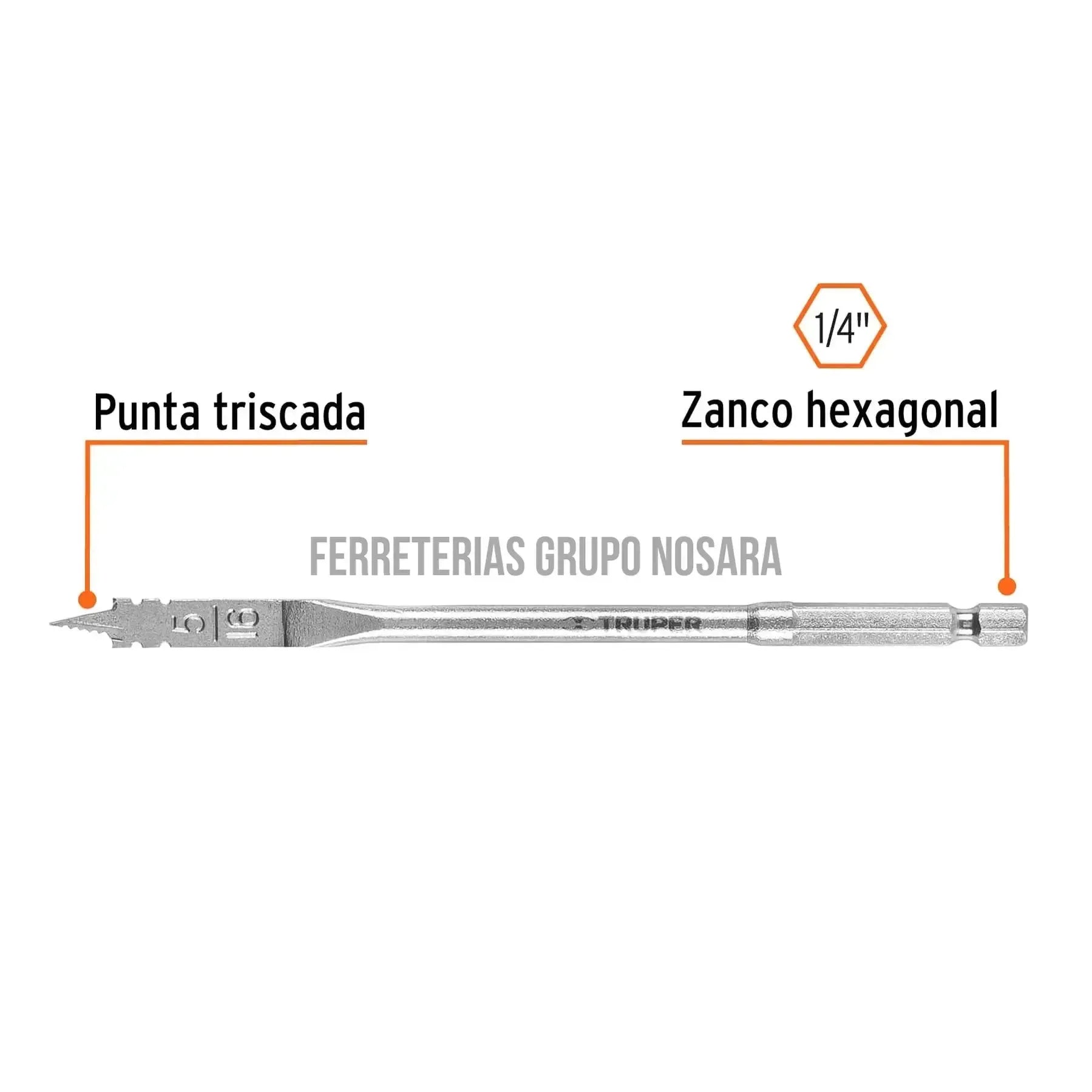 Broca plana de manita 5/16 para madera TRUPER / 11363-