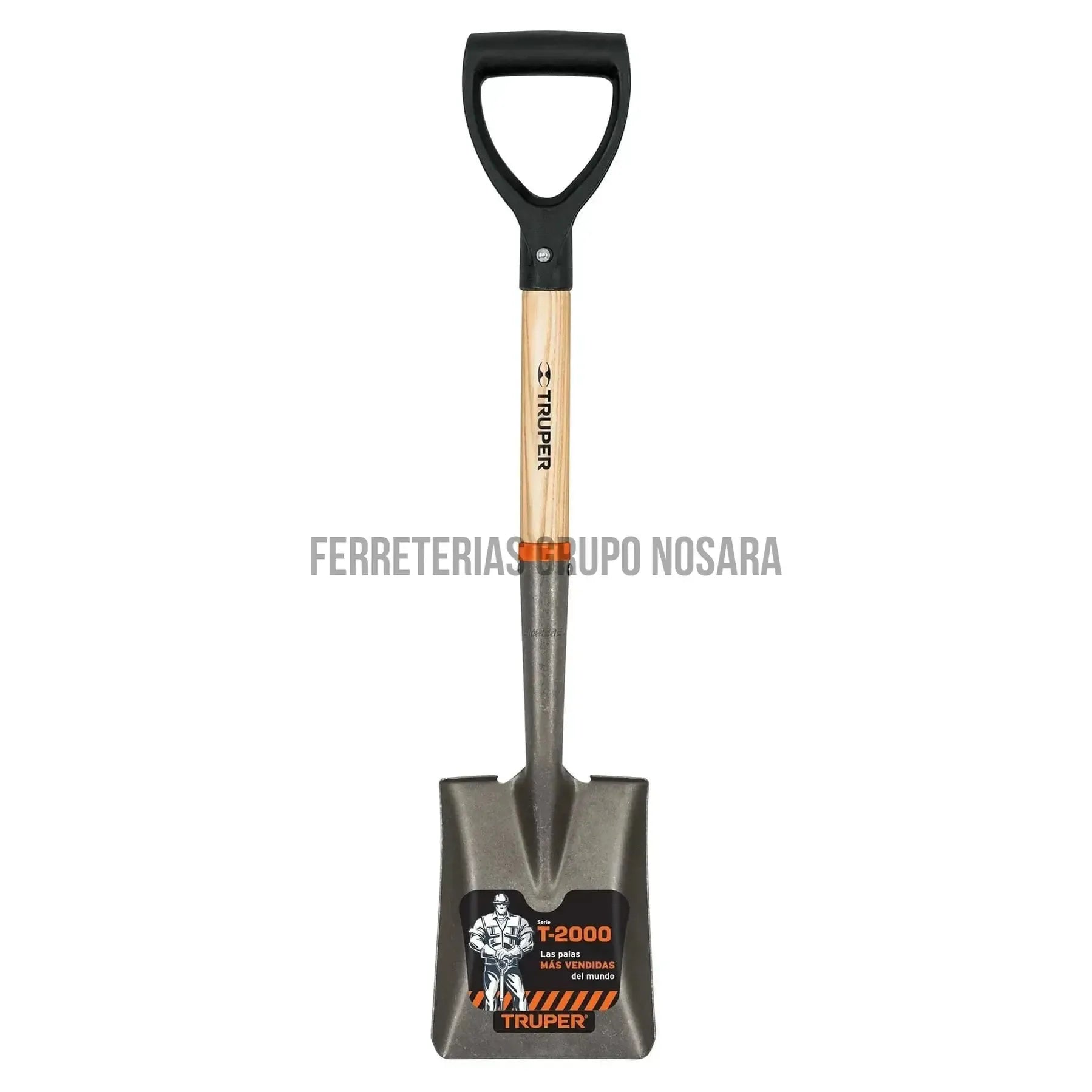 Pala cajuelera cuadrada, puño "D" mango de madera, Truper / 17194-