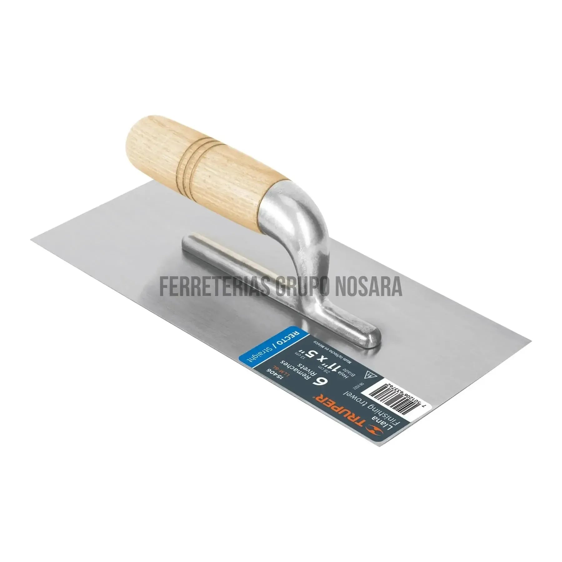 Llana canto recto 11", 6 remaches, mango de madera, Truper / 15406-