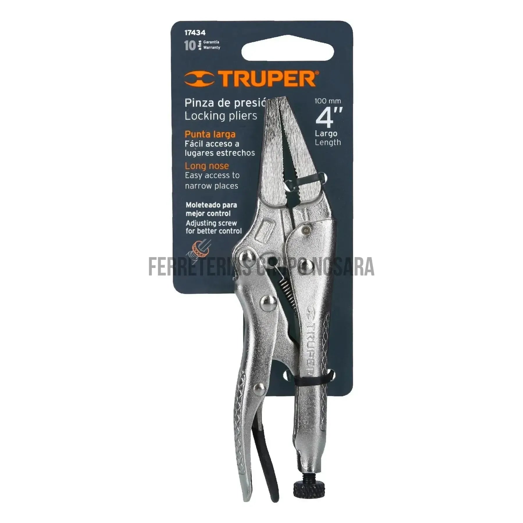 Pinza de presión 4', punta larga, Truper / 17434-