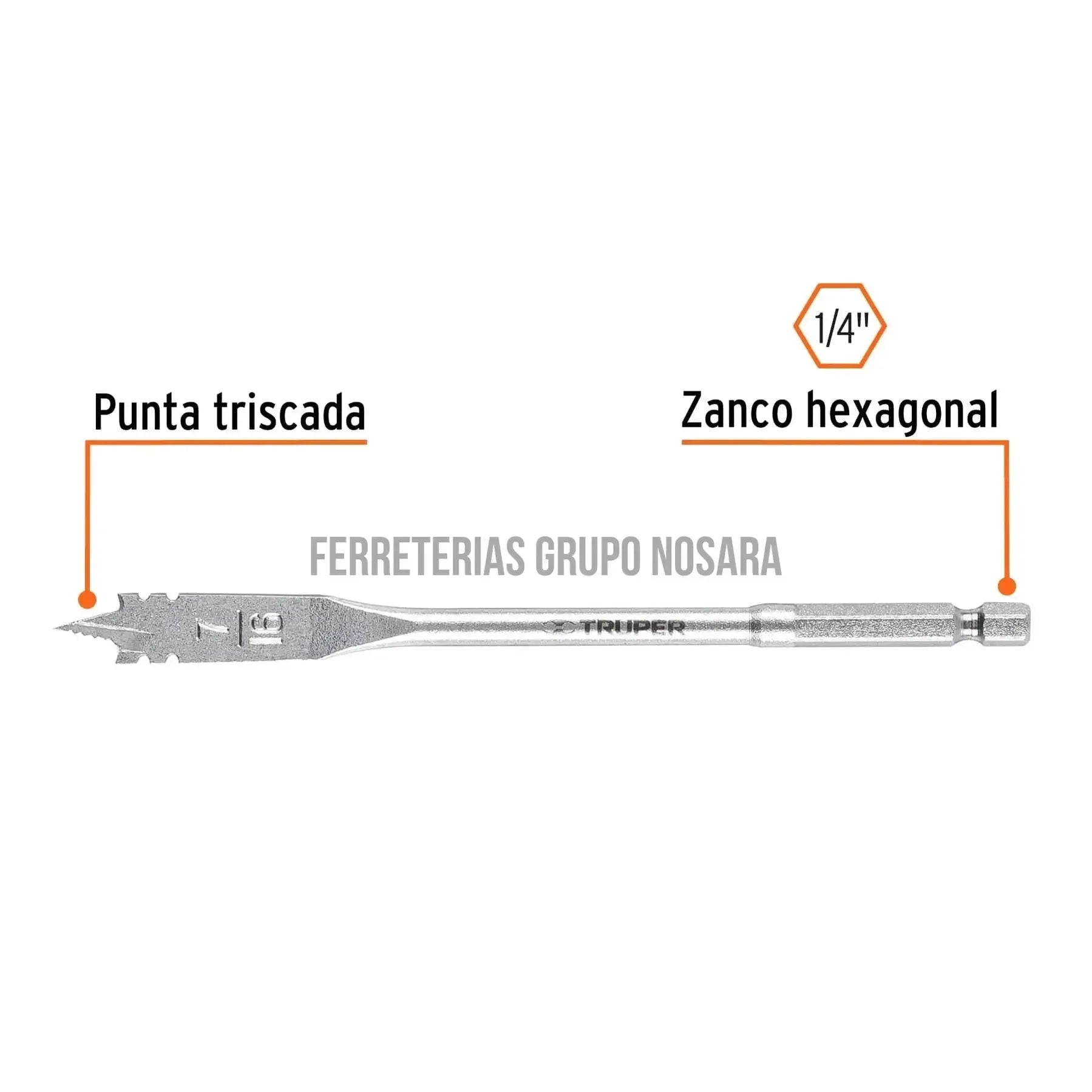 Broca plana de manita BPT-7/16 para madera TRUPER / 11369-