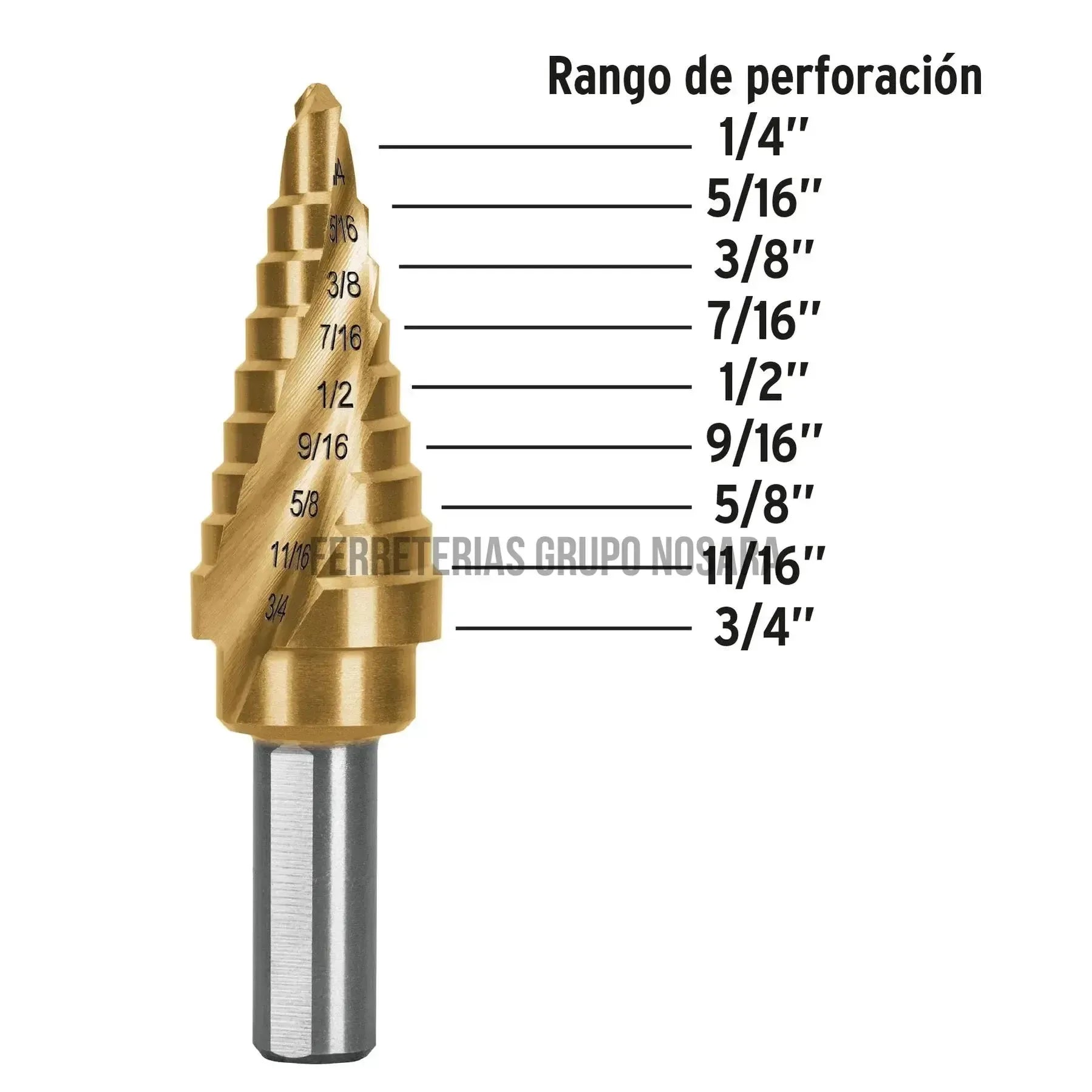 Broca escalonada titanio 9 escalones 1/4 a 3/4 TRUPER / 101552-