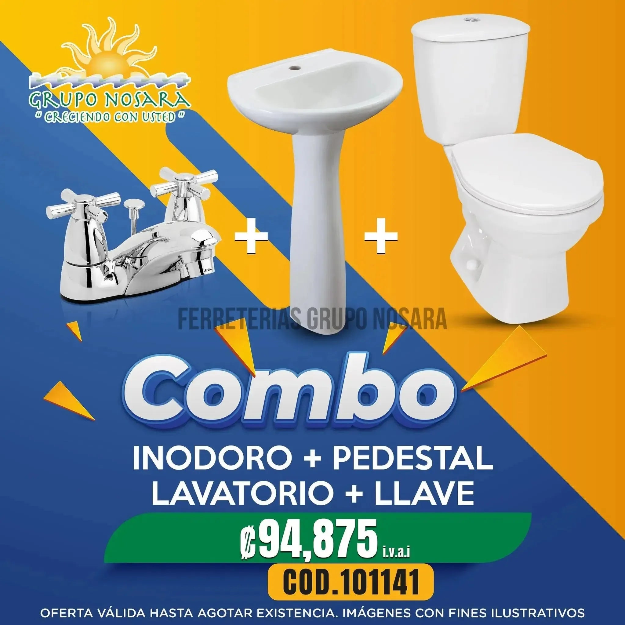 INODORO CORONA LAGUNA+LAVATORIO+PEDESTAL+LLAVE-