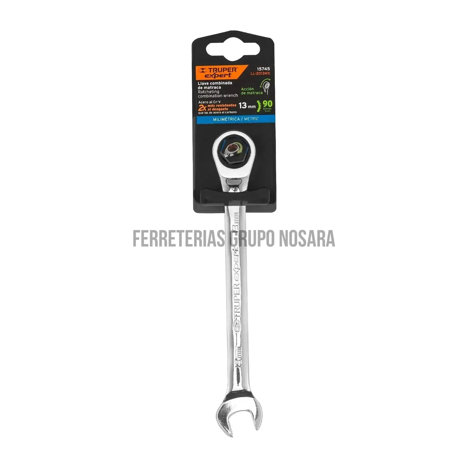 Llave combinada con matraca 13 mm x 174 mm largo, Expert / 15745-