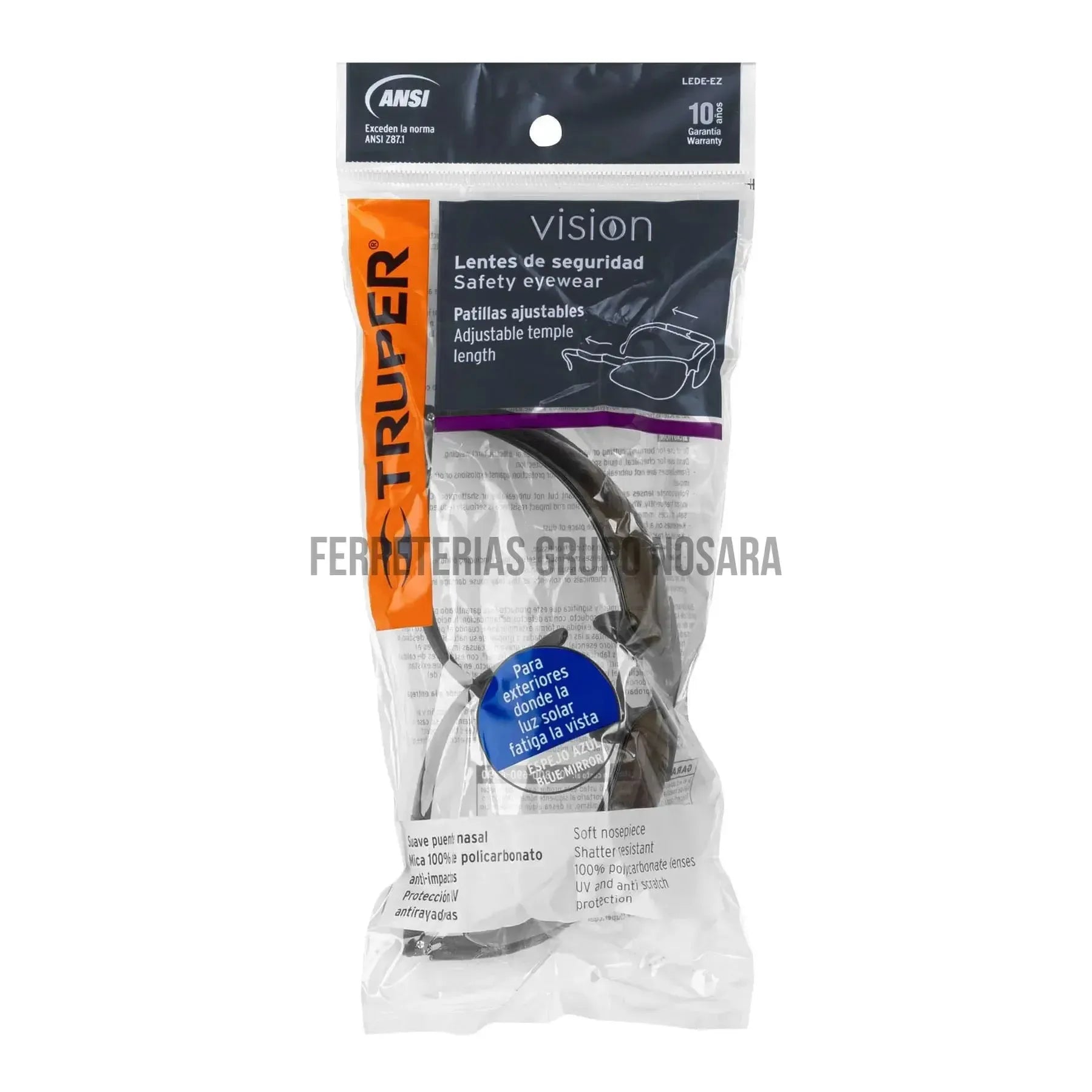 Lentes de seguridad espejo azul, Truper Visión / 10826-