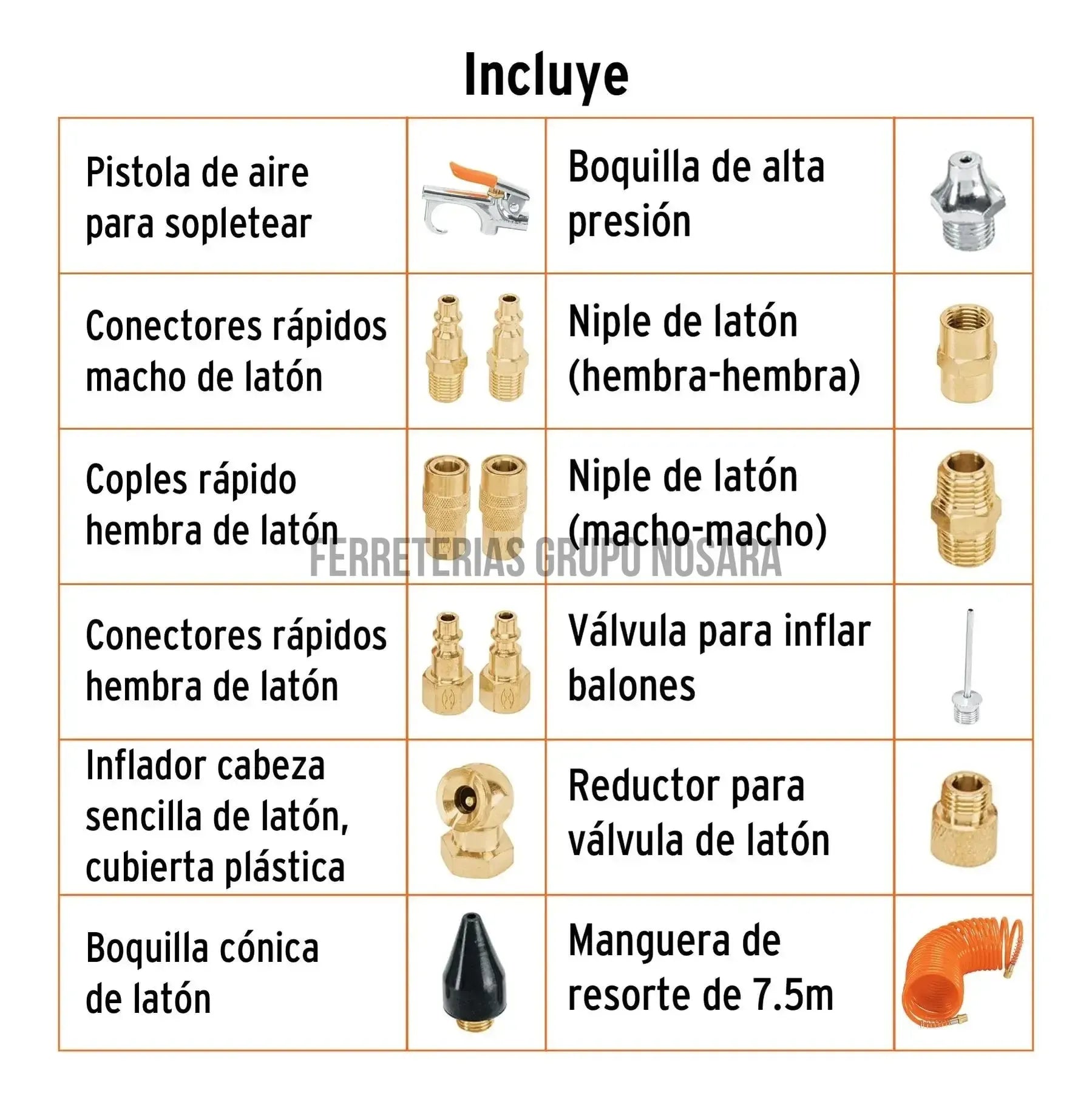 Juego de 15 piezas para compresor de aire, Truper / 19094-