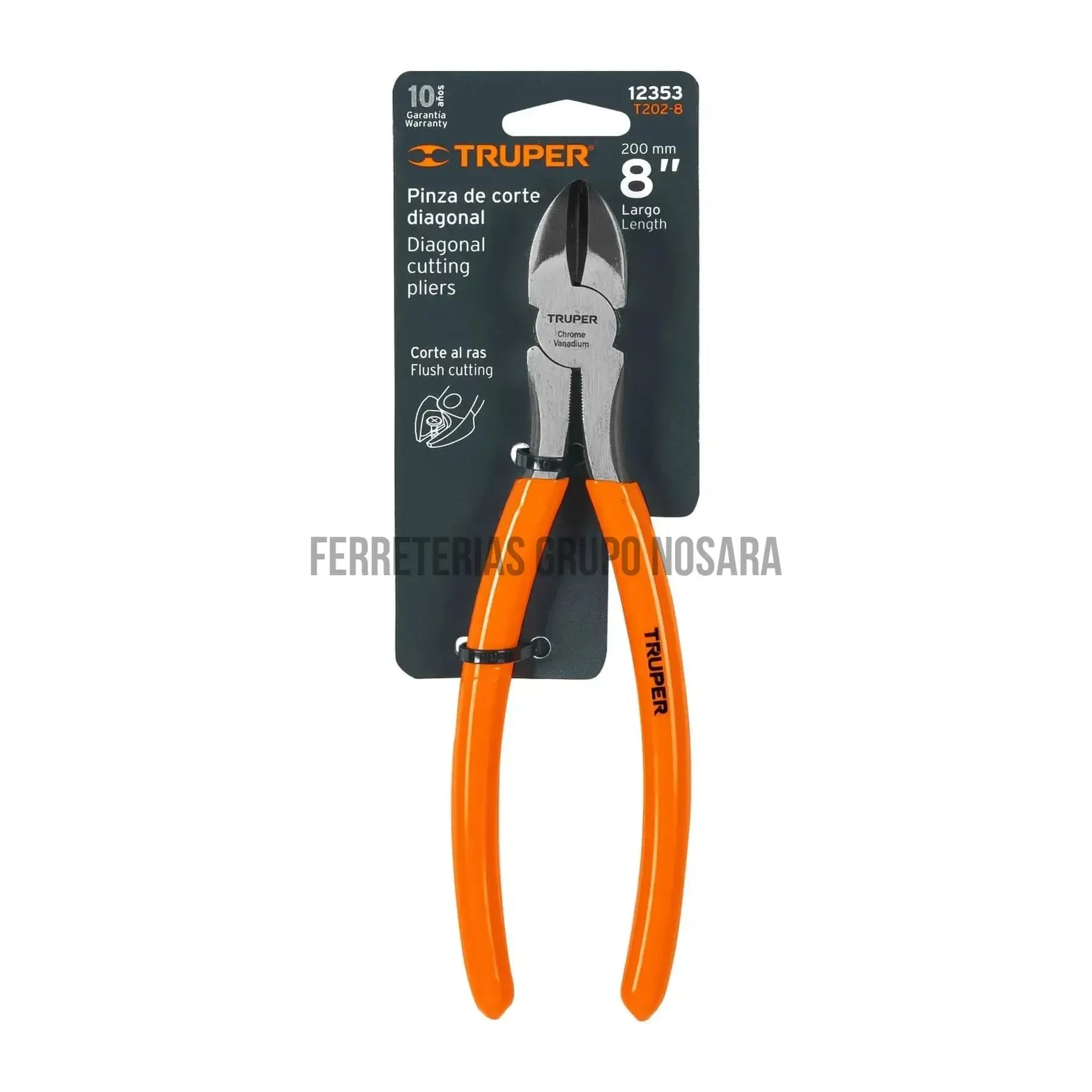 Pinza de corte diagonal 8" mango de PVC, Truper / 12353-
