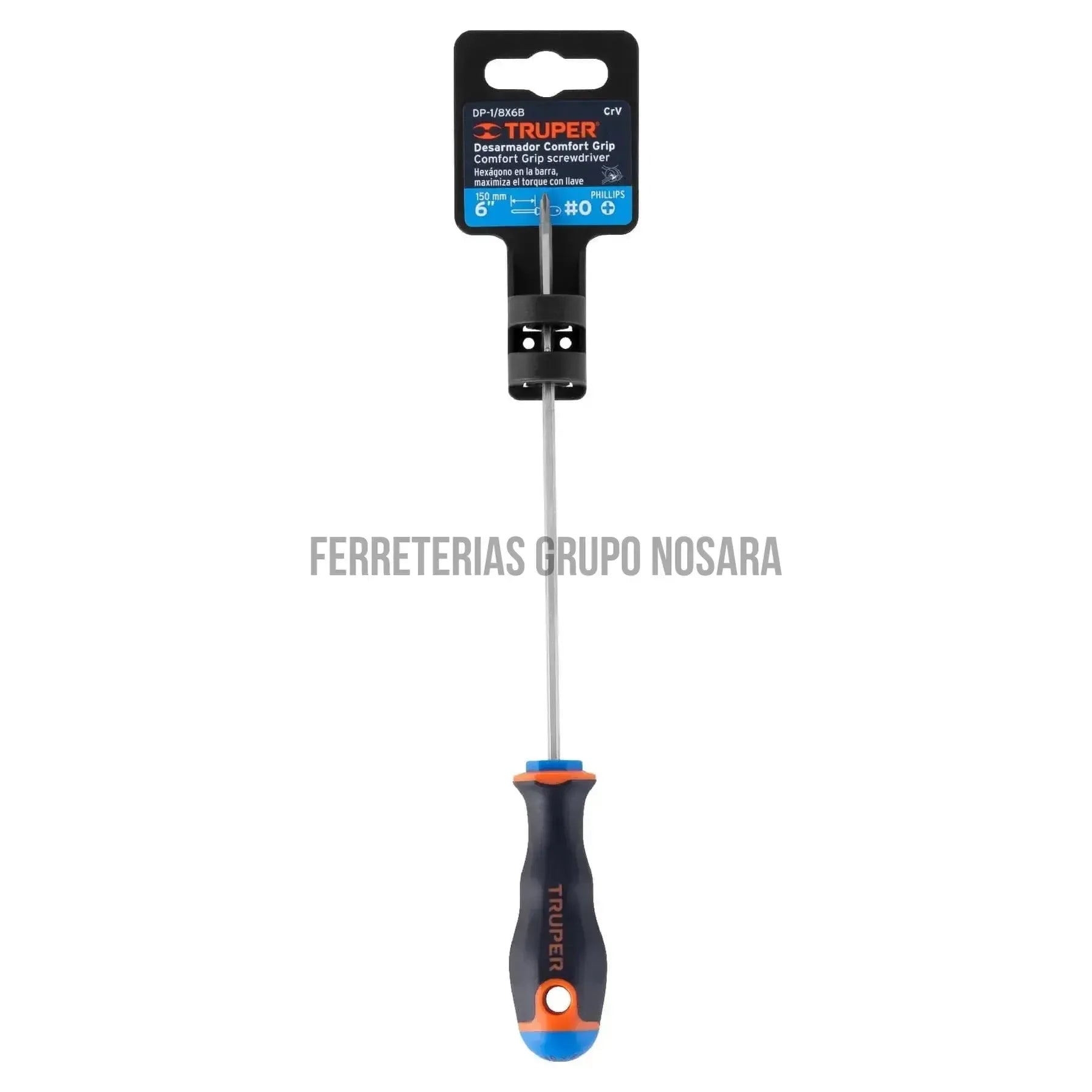 Desarmador de cruz 1/8" x 6" mango Comfort Grip, Truper / 14058-