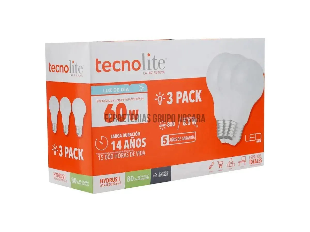 TECNO LITE BOMBILLO LED 8.5W 6500K 3Pack-
