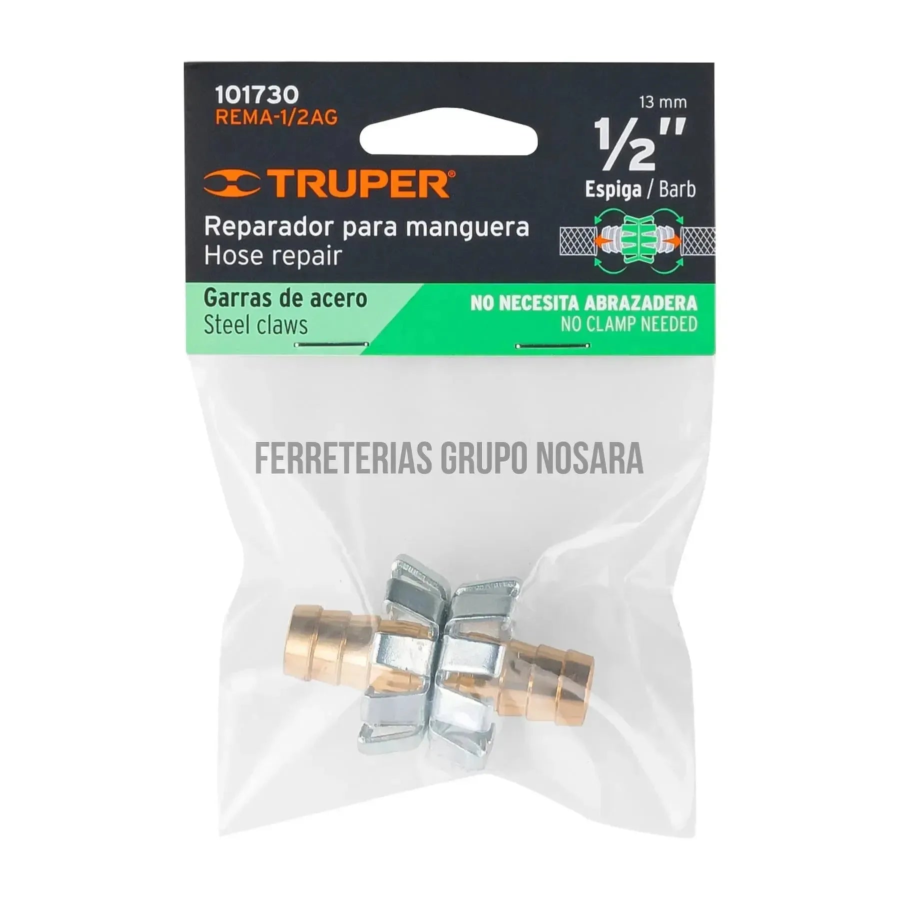 Reparador 1/2" tipo garra de aluminio para manguera truper / 101730-