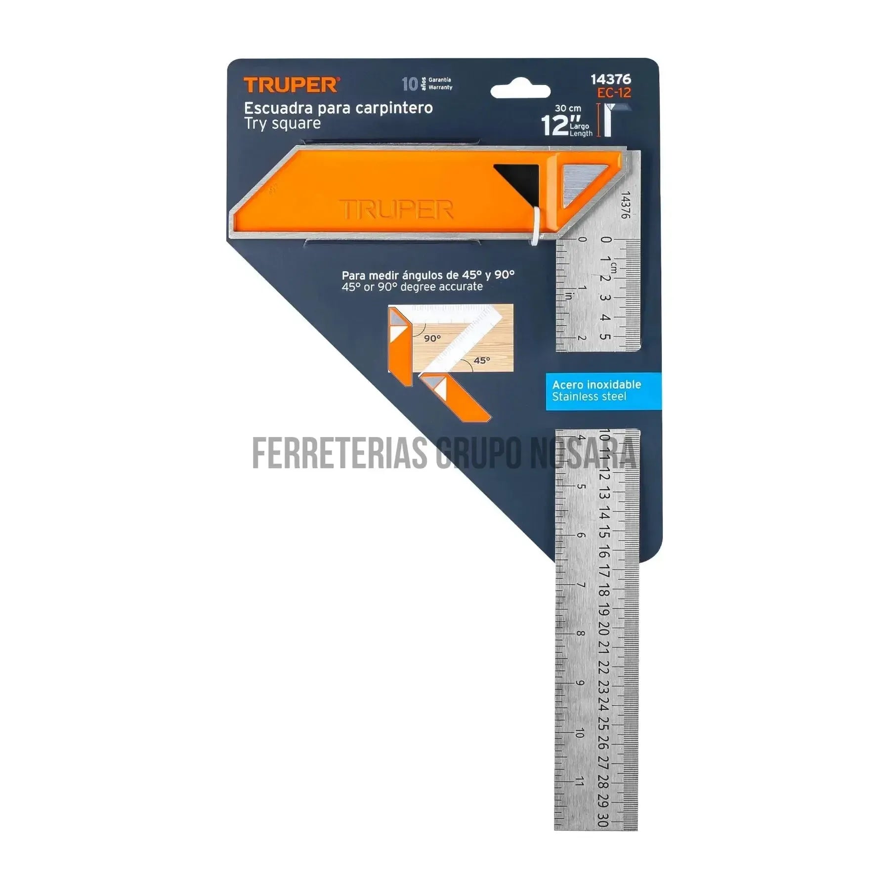 Escuadra 12" para carpintero con mango 100% de aluminio 14376-