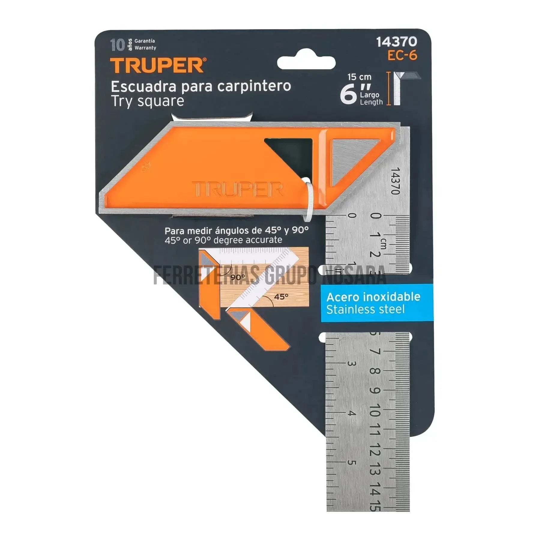 Escuadra 6" para carpintero con mango 100% de aluminio / 14370-