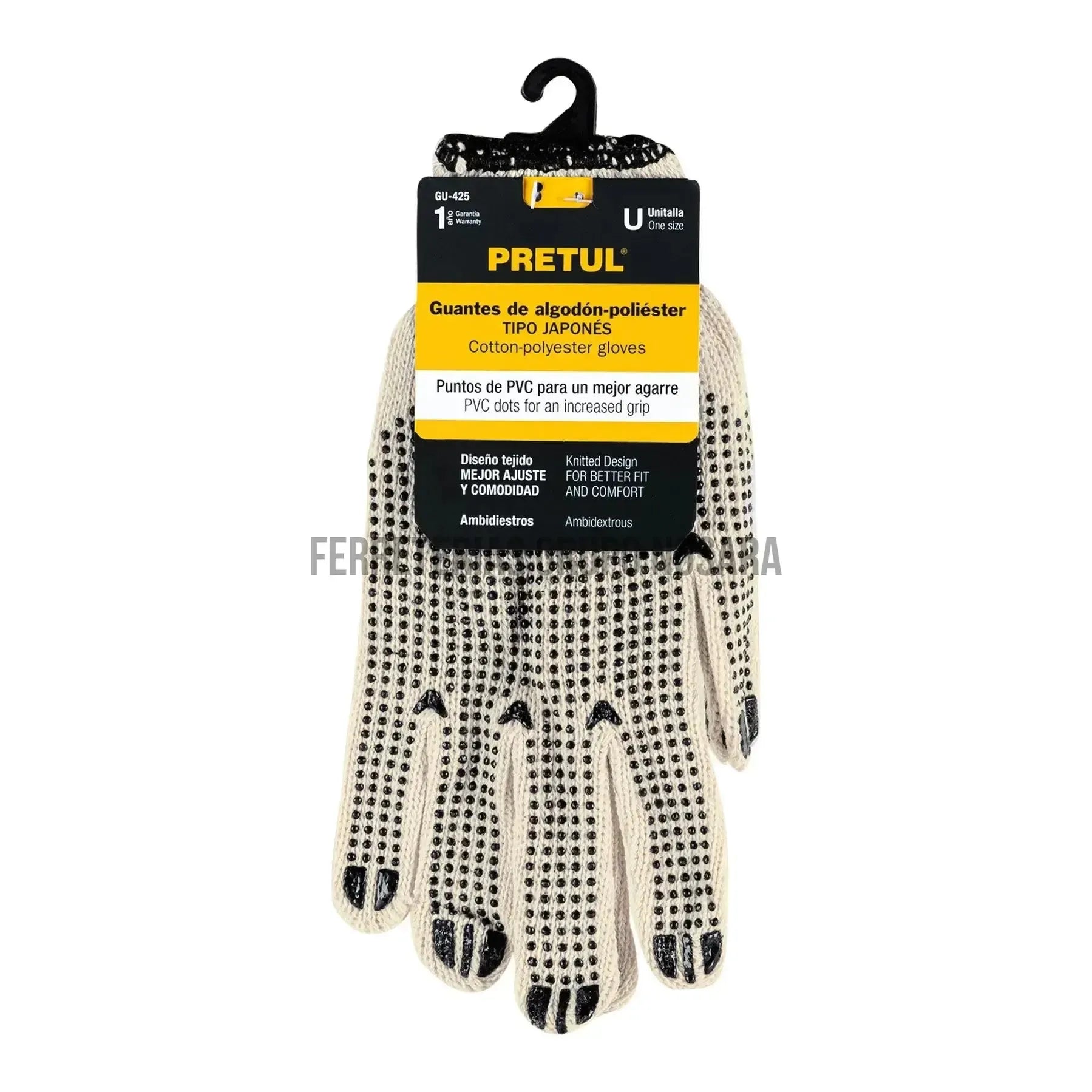 Guantes de algodón con puntos de PVC en palma y dorso,Pretul / 21830-