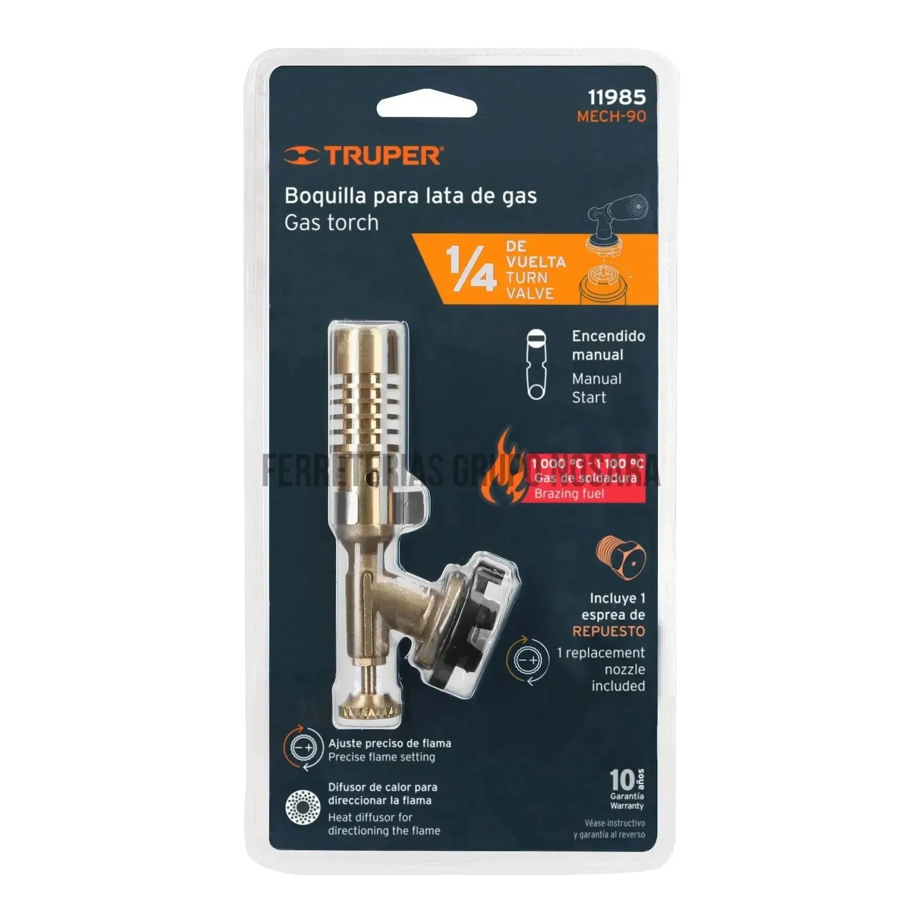 Boquilla para lata de gas de 1/4 de vuelta, Truper / 11985-