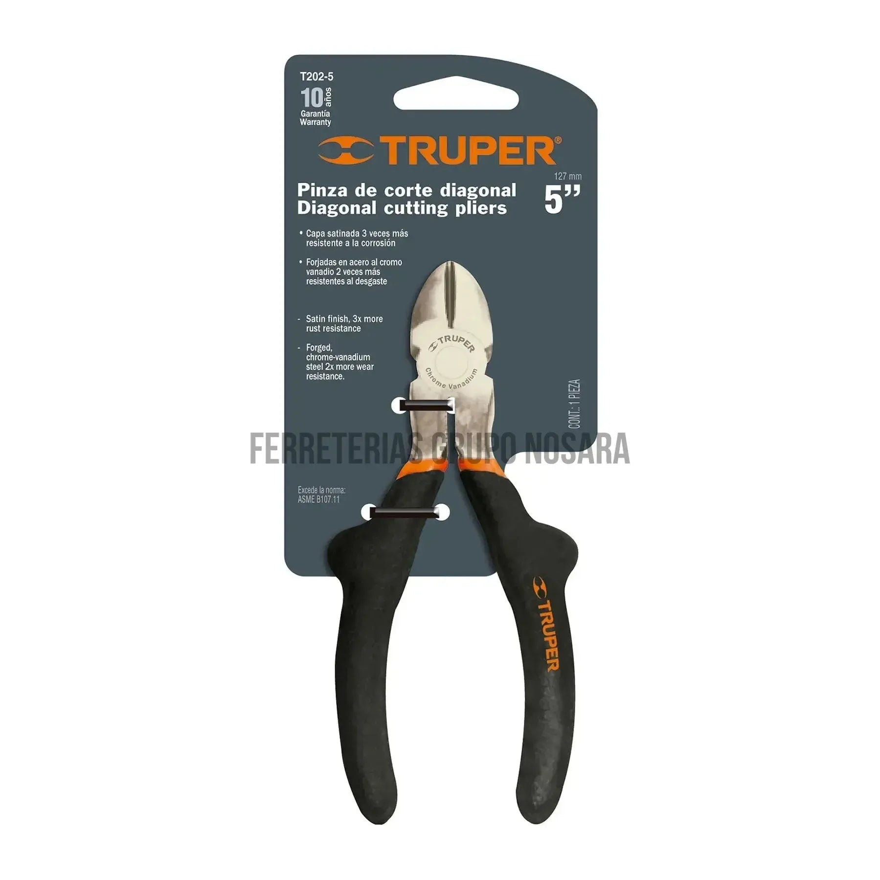 Pinza de corte diagonal 5' mango de PVC, Truper / 17311-