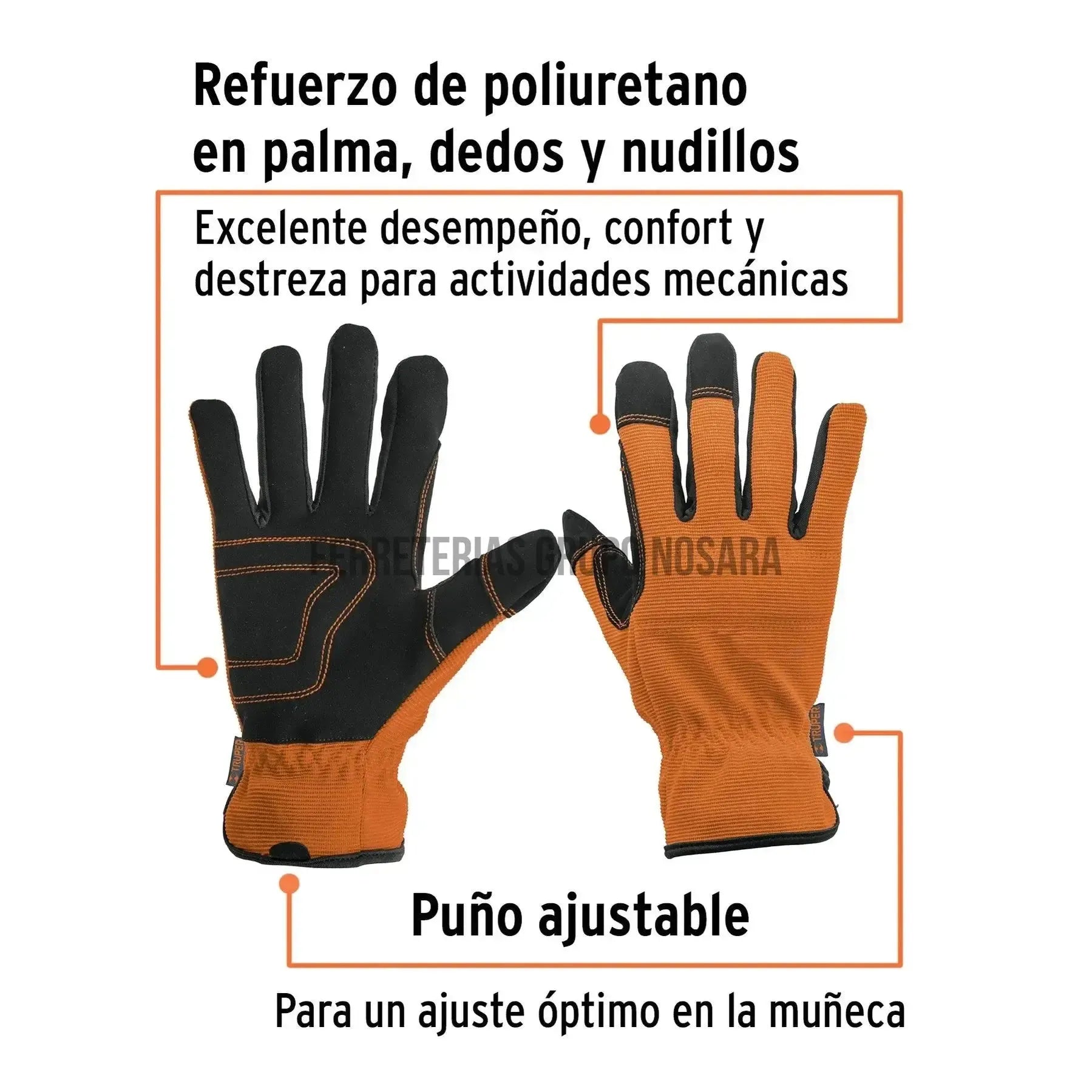 Guantes para mecánico, palma reforzada, Truper GU-615 /10848-