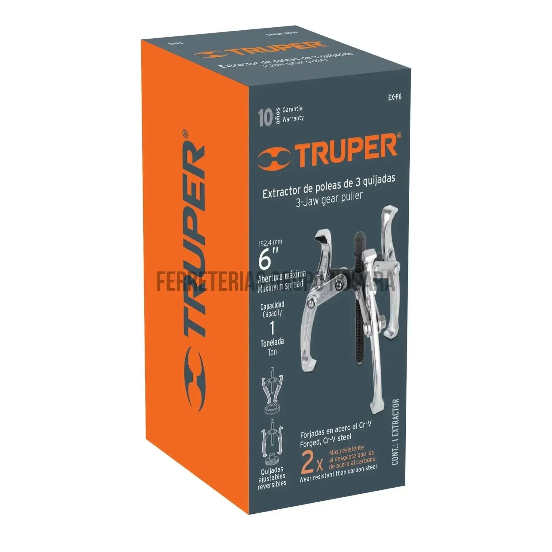 Extractor de poleas, 3 quijadas, 6', Truper / 14506-