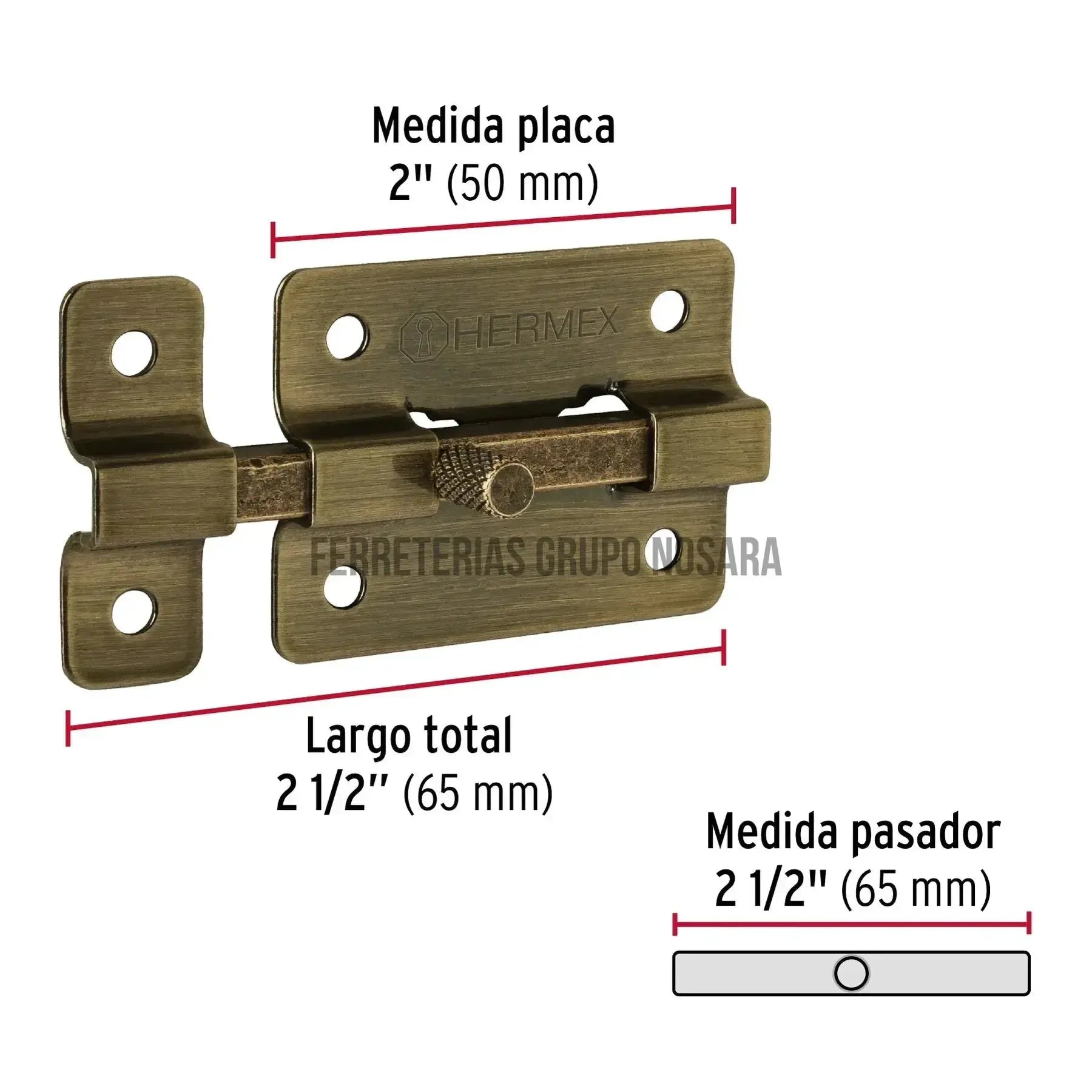 HERMEX PASADOR 2" LATON PAA-35 47925-