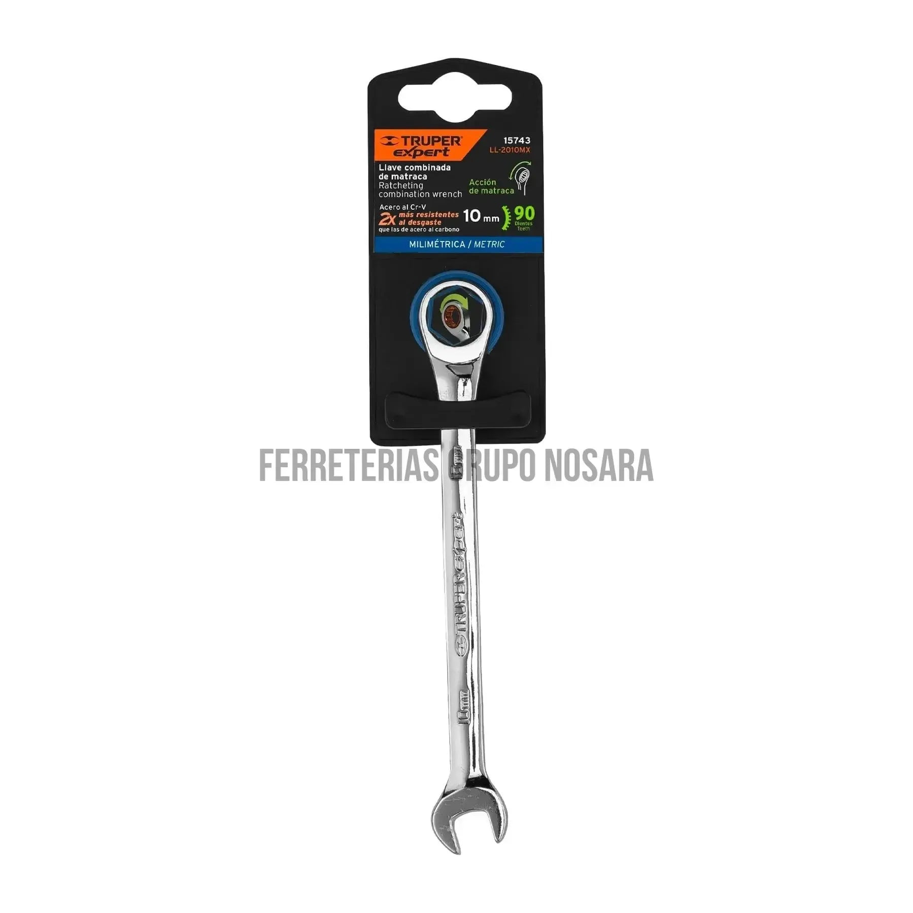 Llave combinada con matraca 10 mm x 154 mm largo, Expert / 15743-