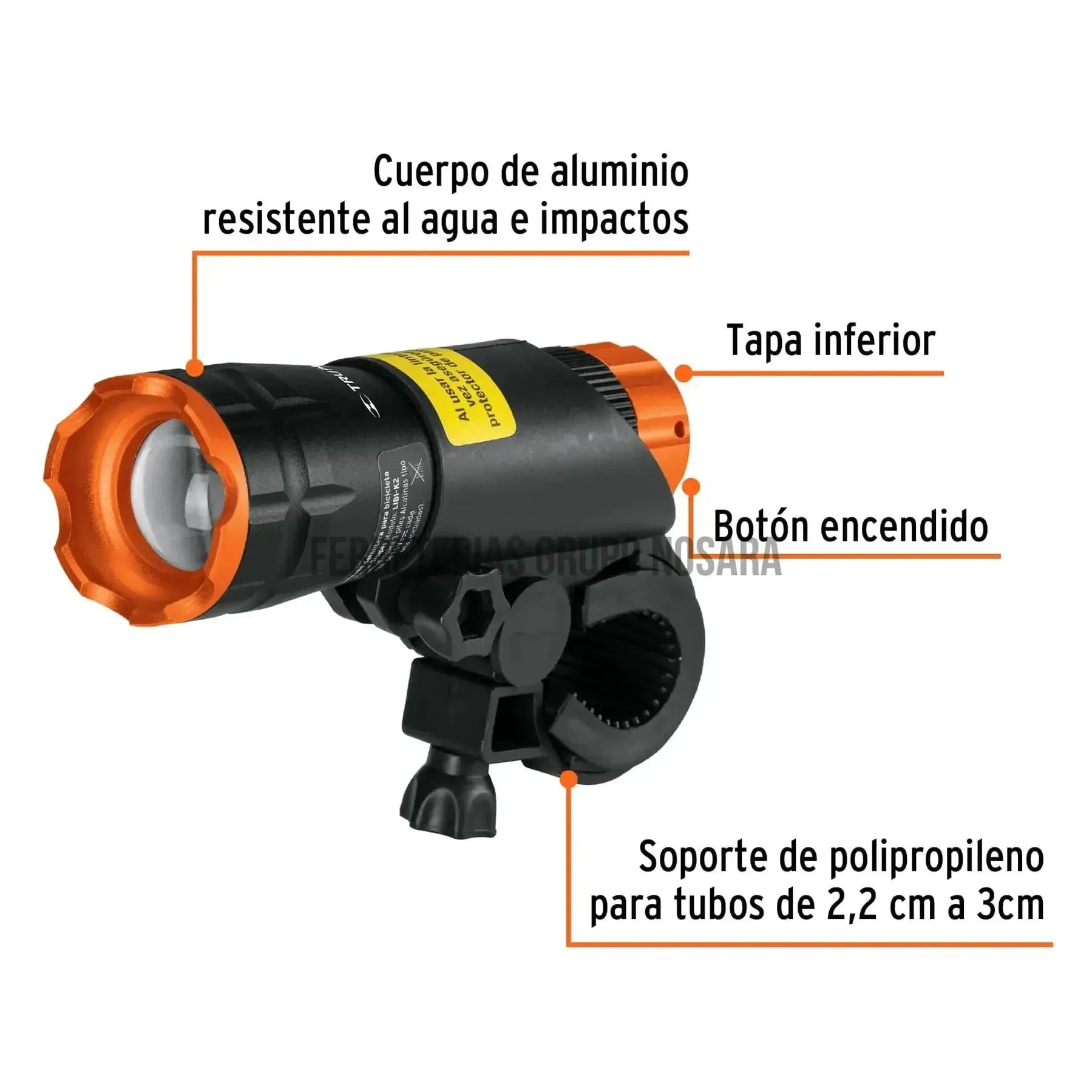 Linterna delantera 100 lm para bicicleta con 3 pilas AAA / 16796-