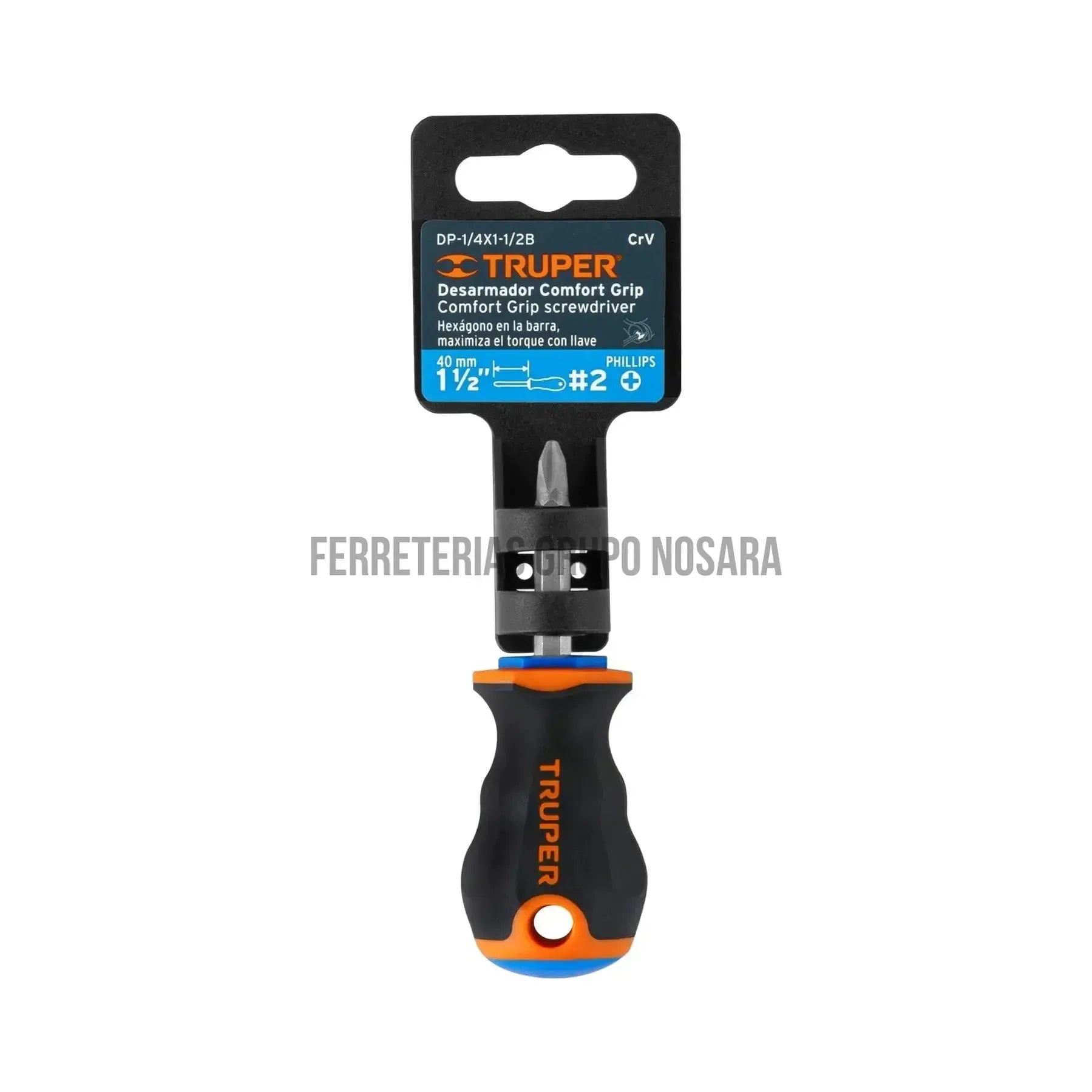 Desarmador de cruz 1/4" x 1-1/2" mango Comfort Grip, Truper / 14073-