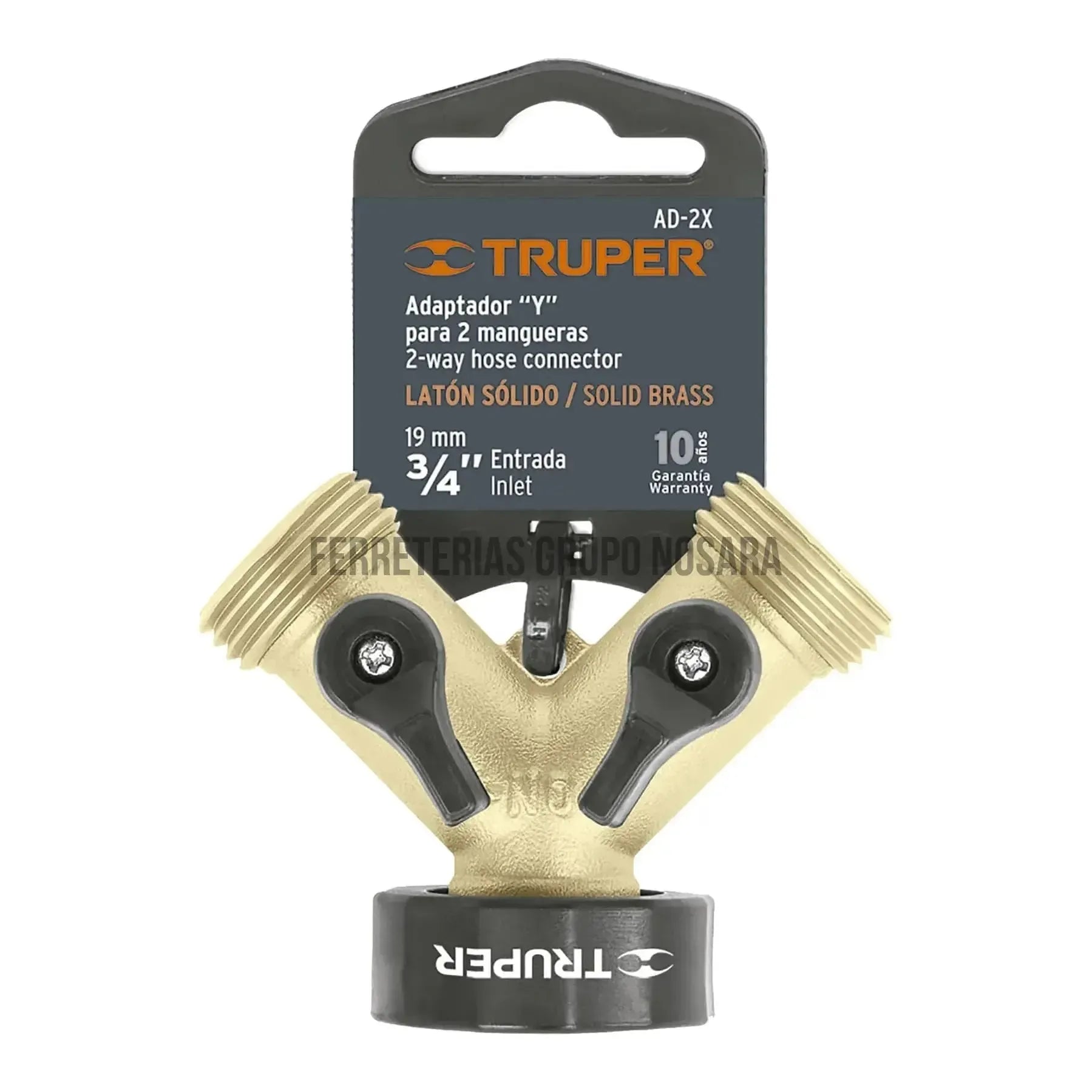 Conector "Y" 3/4" latón sólido con tuerca móvil p/manguera / 10375-