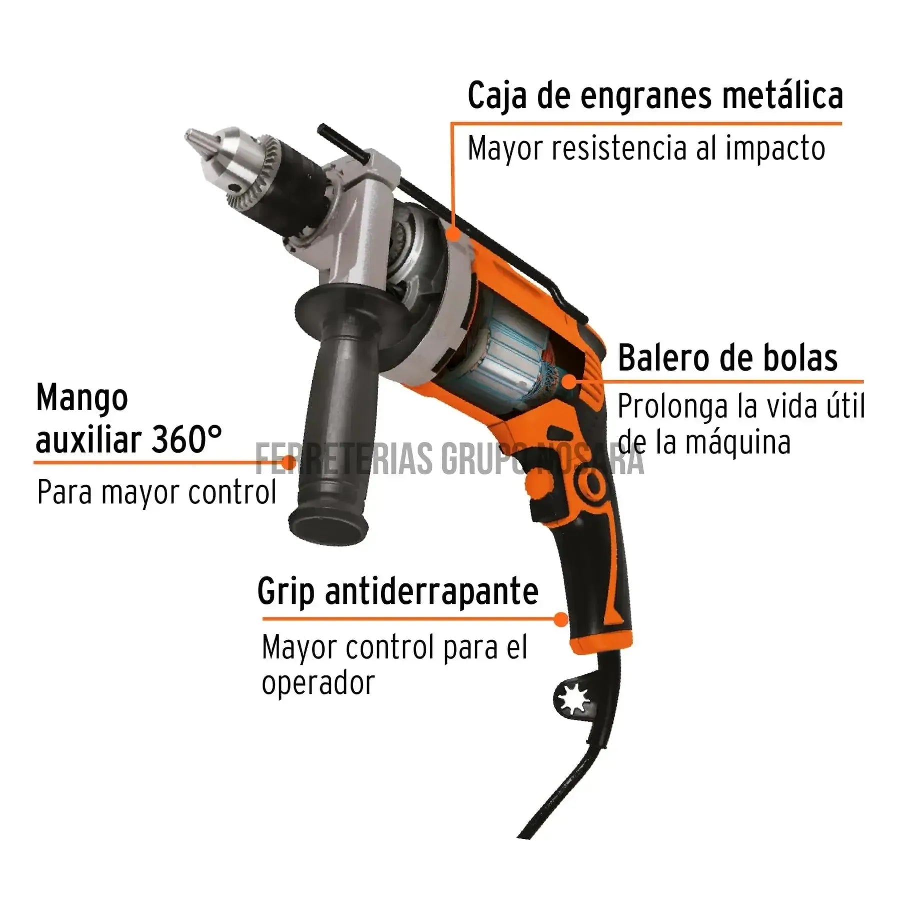 Rotomartillo 1/2" 850 W, profesional, Truper / 14659-
