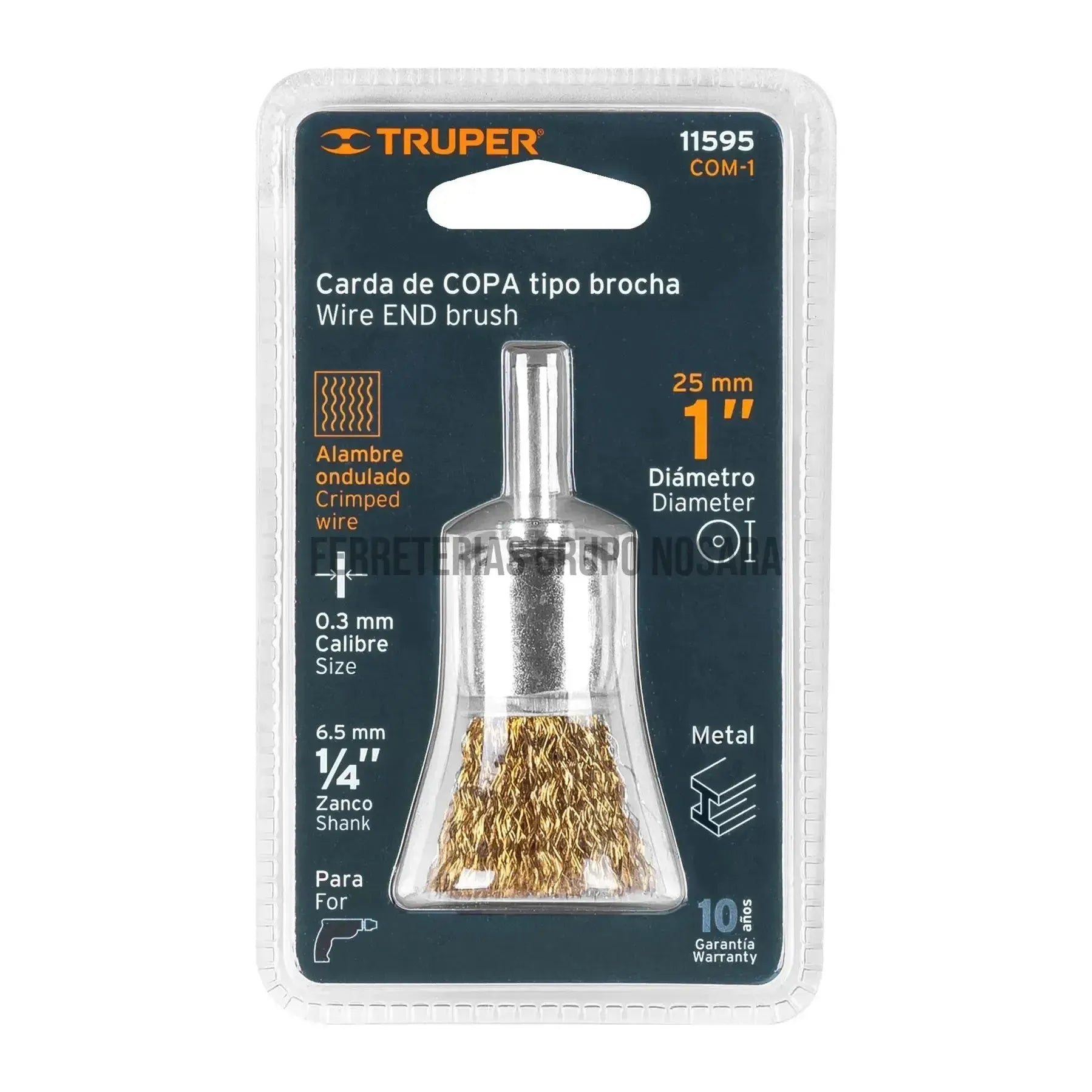 Carda de copa 1" alambre grueso para taladro, Truper / 11595-