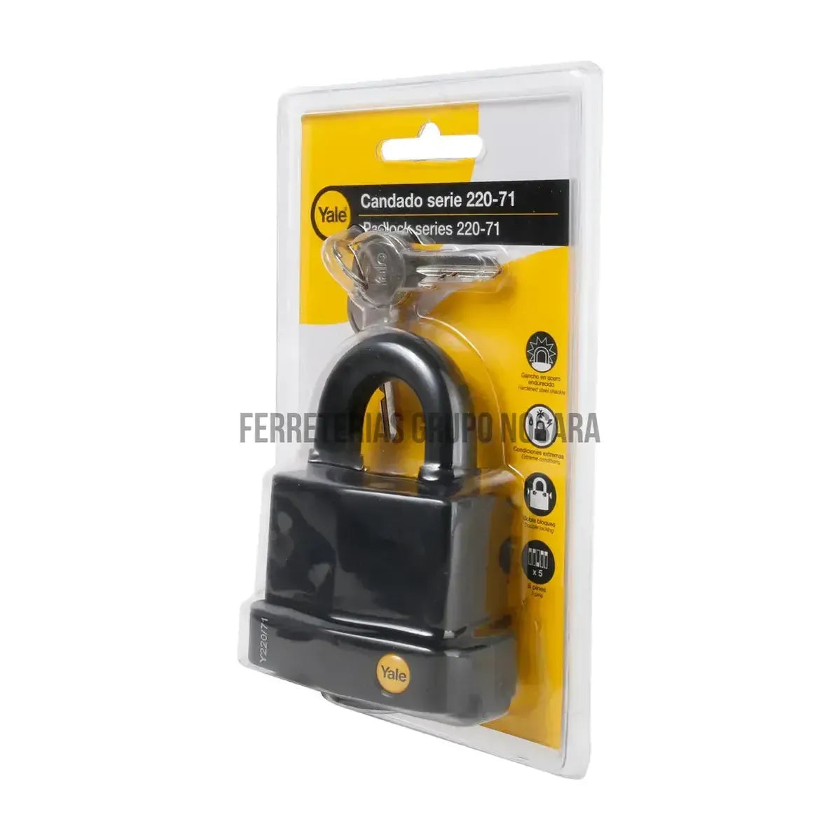 YALE CANDADO NEGRO EXTERIOR 71MM 22-070 / (Y220/71/130)-
