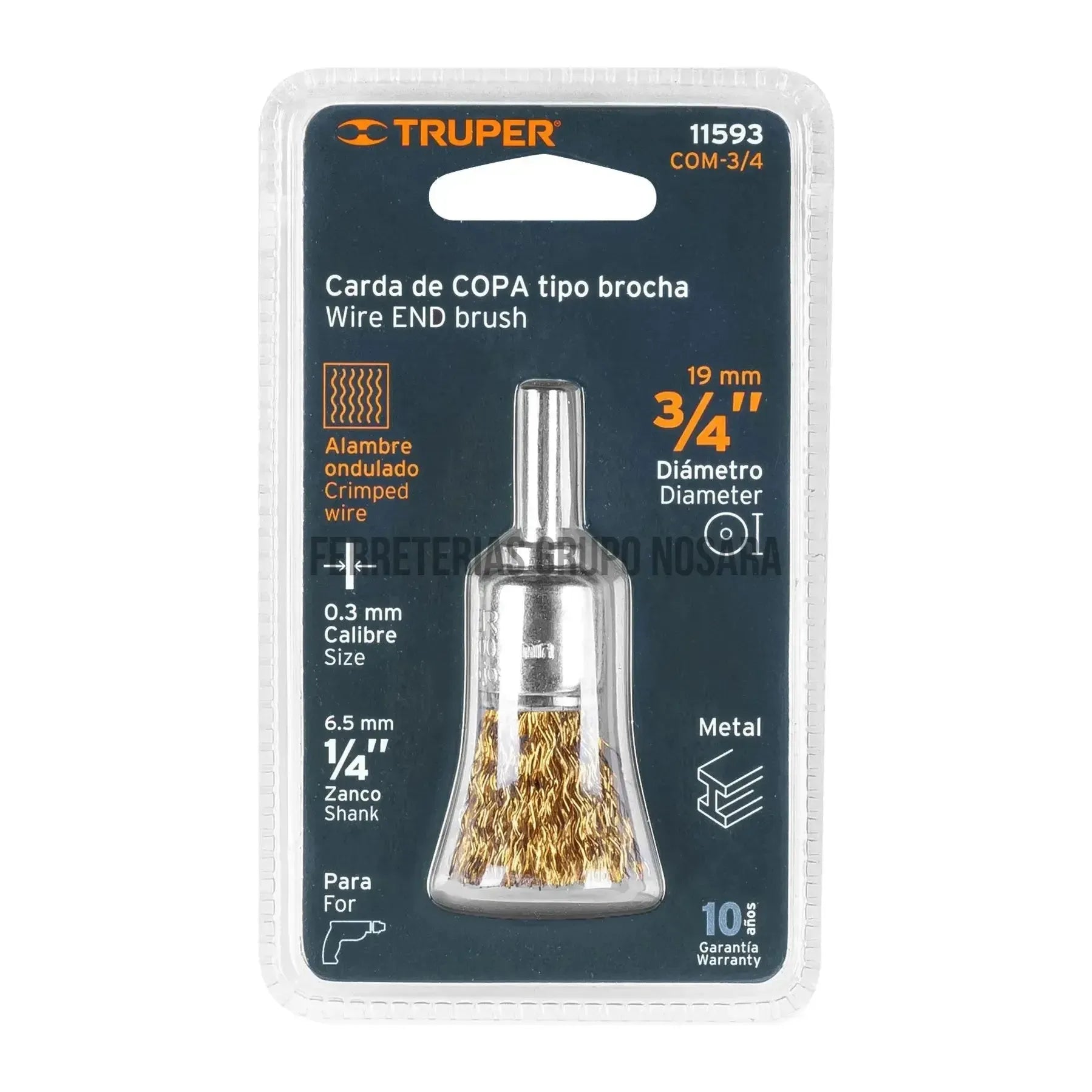 Carda de copa 3/4" alambre grueso para taladro TRUPER / 11593-