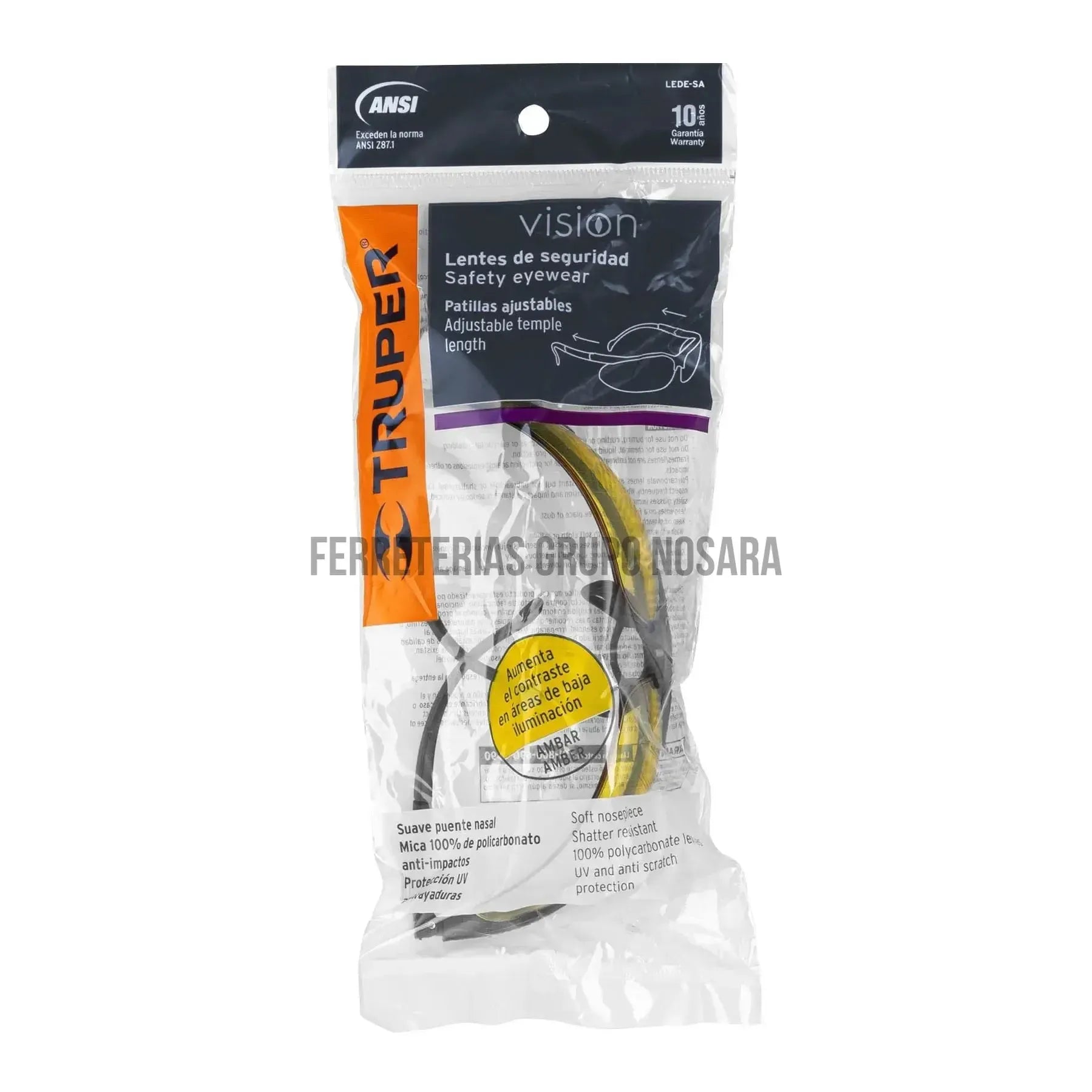 Lentes de seguridad ámbar, Truper Visión / 14304-