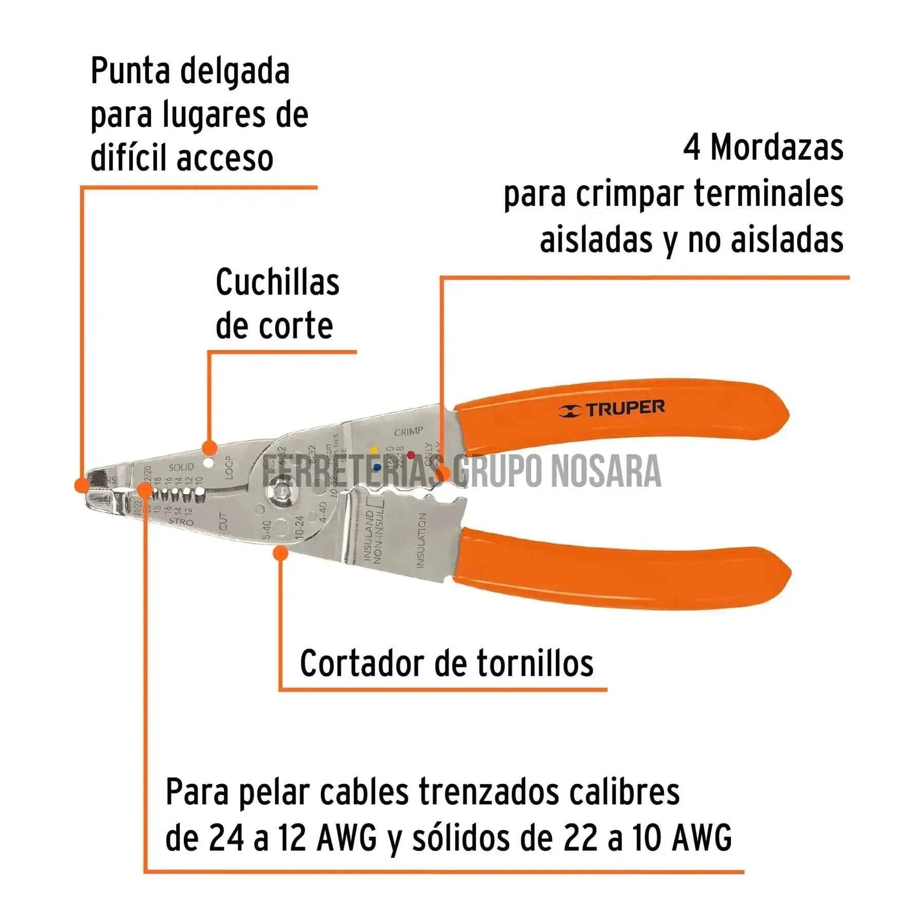 TRUPER ALICATE PELA CABLE 8" 17357-