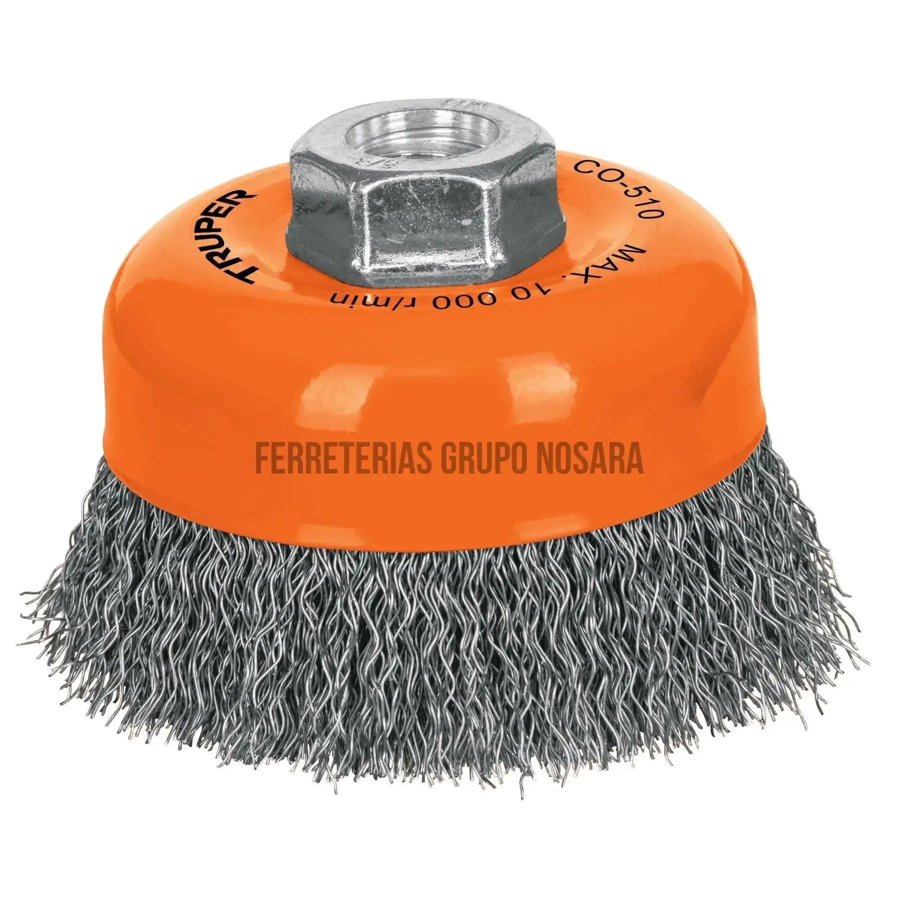 Carda copa 4" alambre ondulado fino, eje 5/8"-11 TRUPER / 11529-
