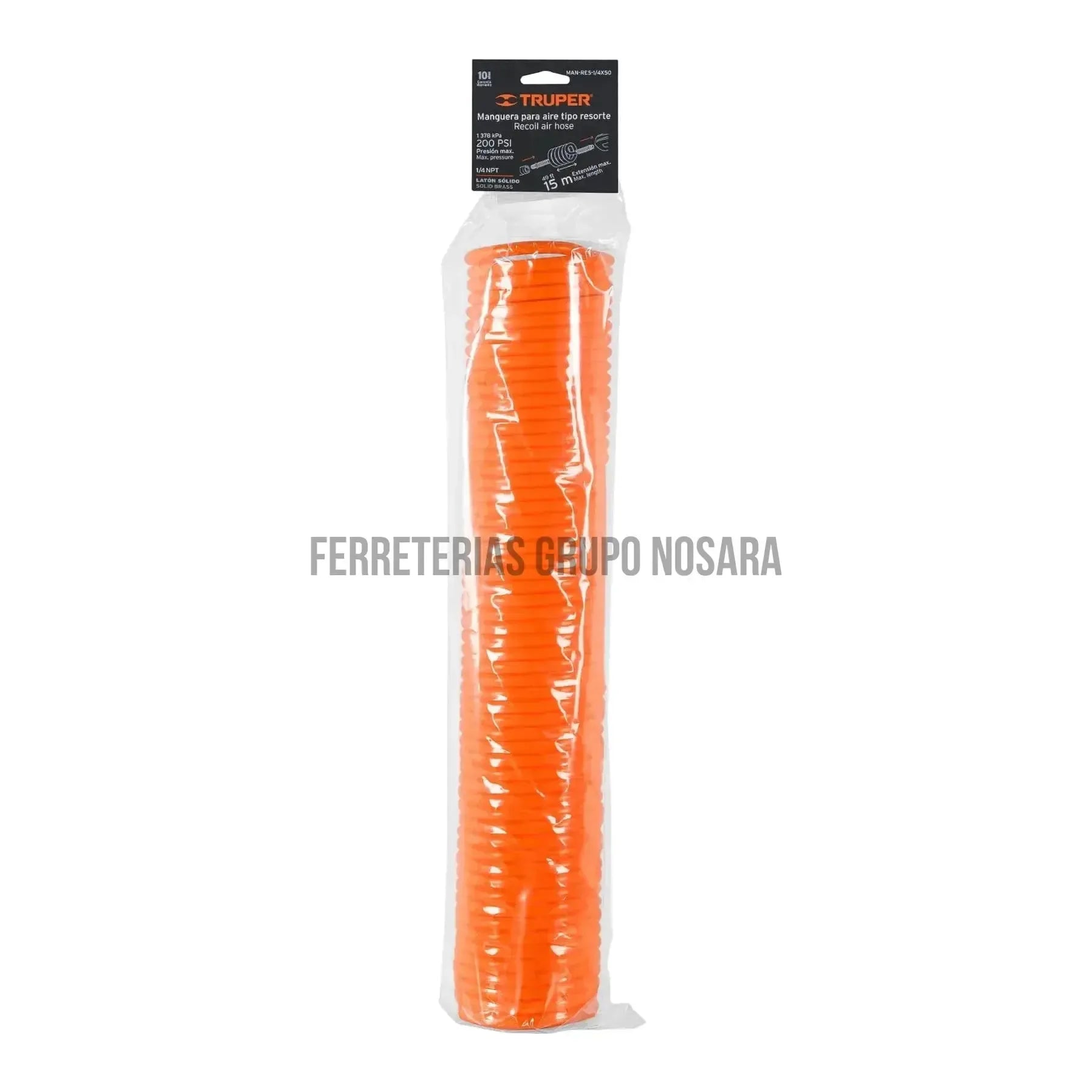 Manguera tipo resorte para compresor, 15 m x 1/4", Truper / 19075-