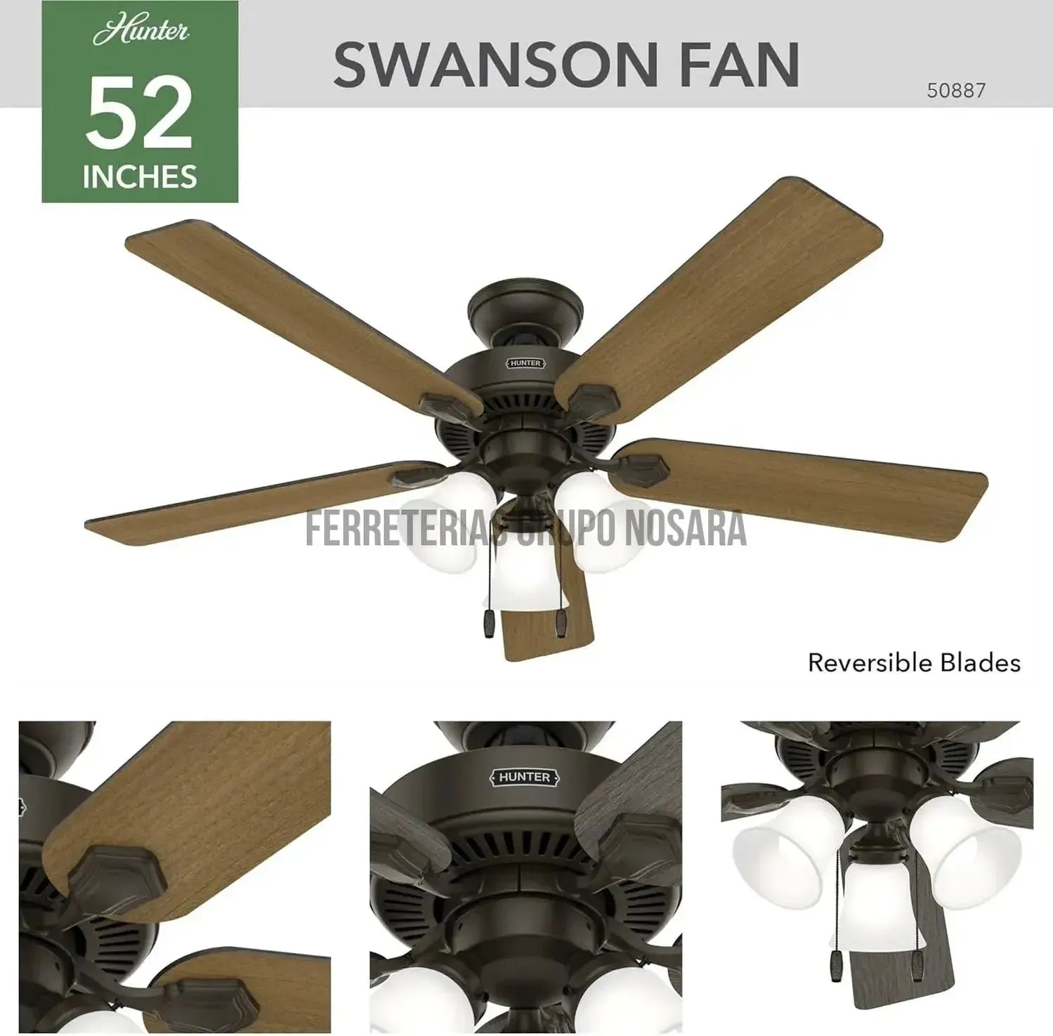 HUNTER VENT. TECHO 52" BRONCE 50887-