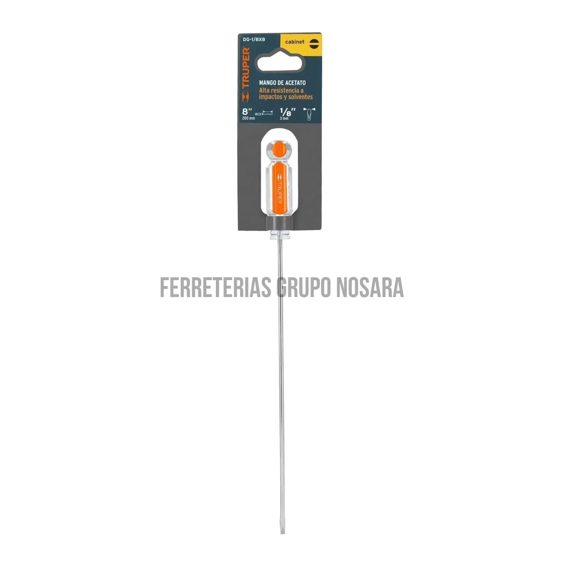 Desarmador cabinet 1/8" x 8" mango de acetato, Truper / 14026-