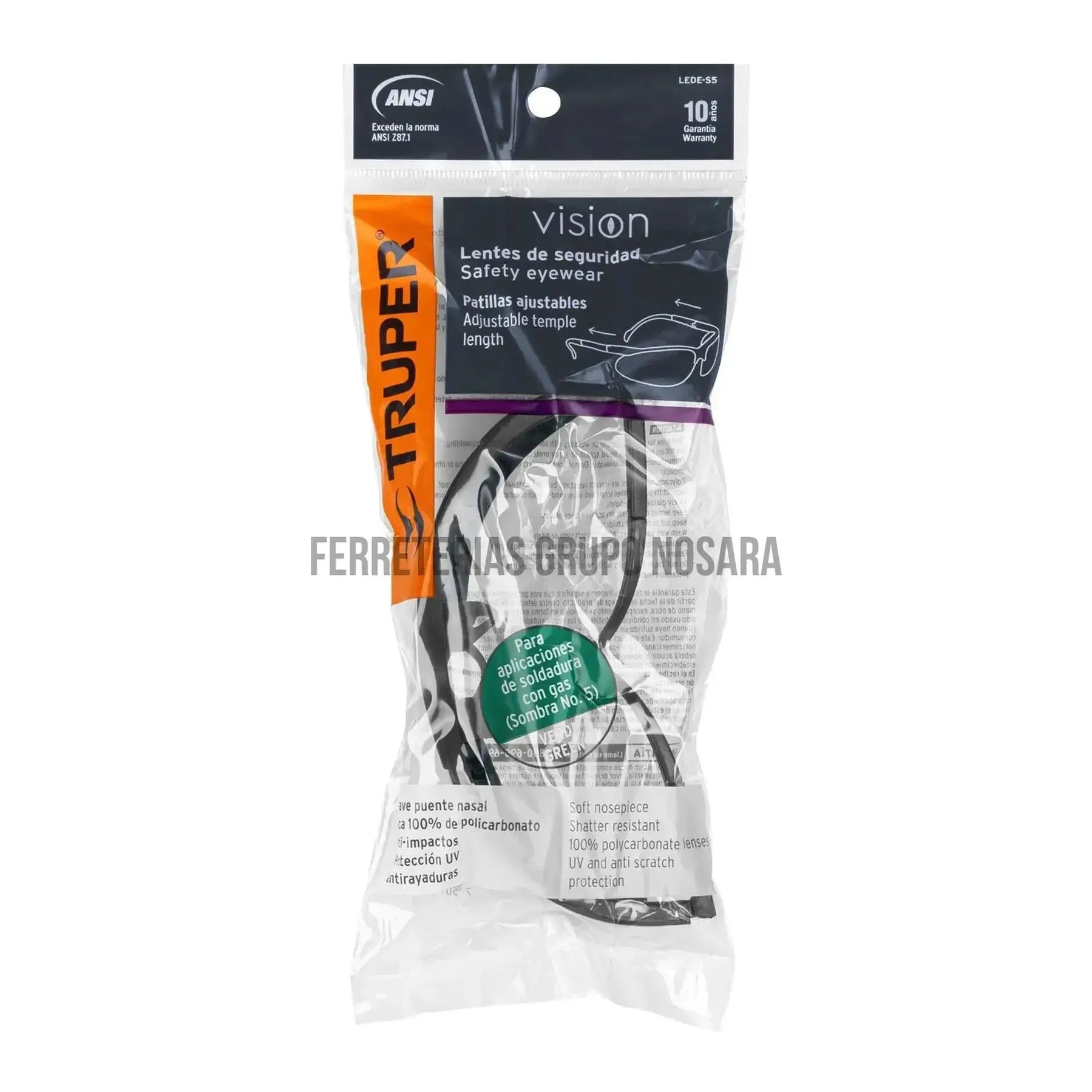 Lentes de seguridad verdes, Truper Visión / 14305-
