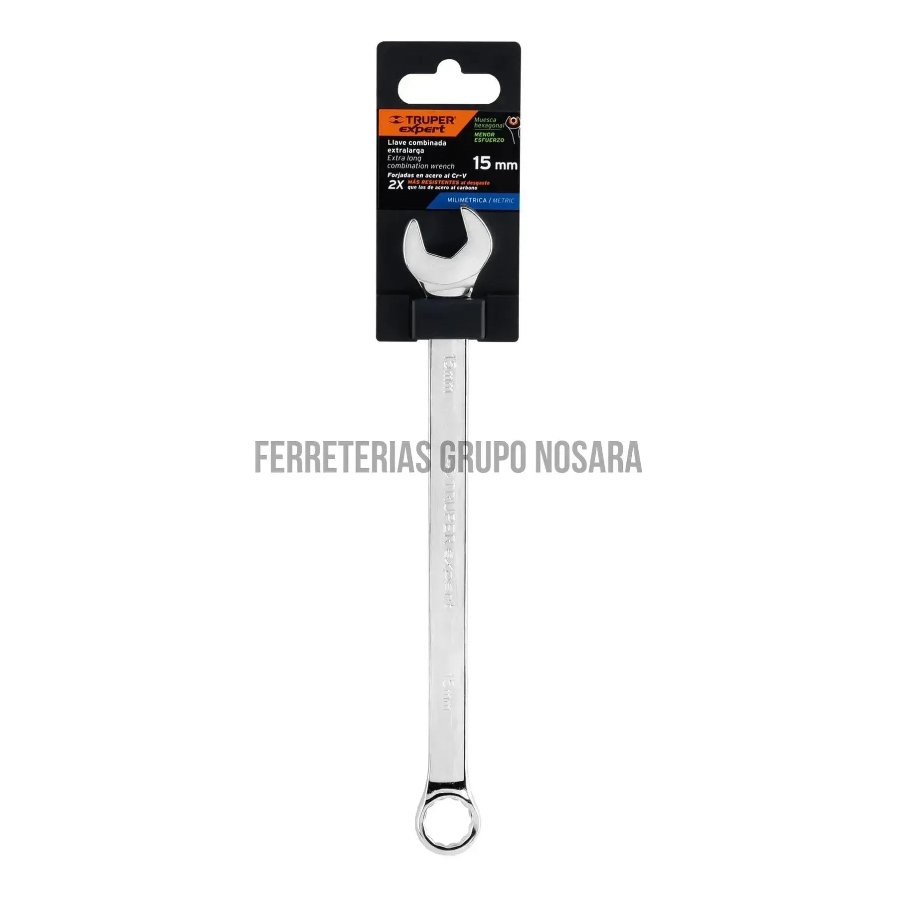 Llave combinada extralarga 15 mm x 230 mm de largo, Expert / 15619-